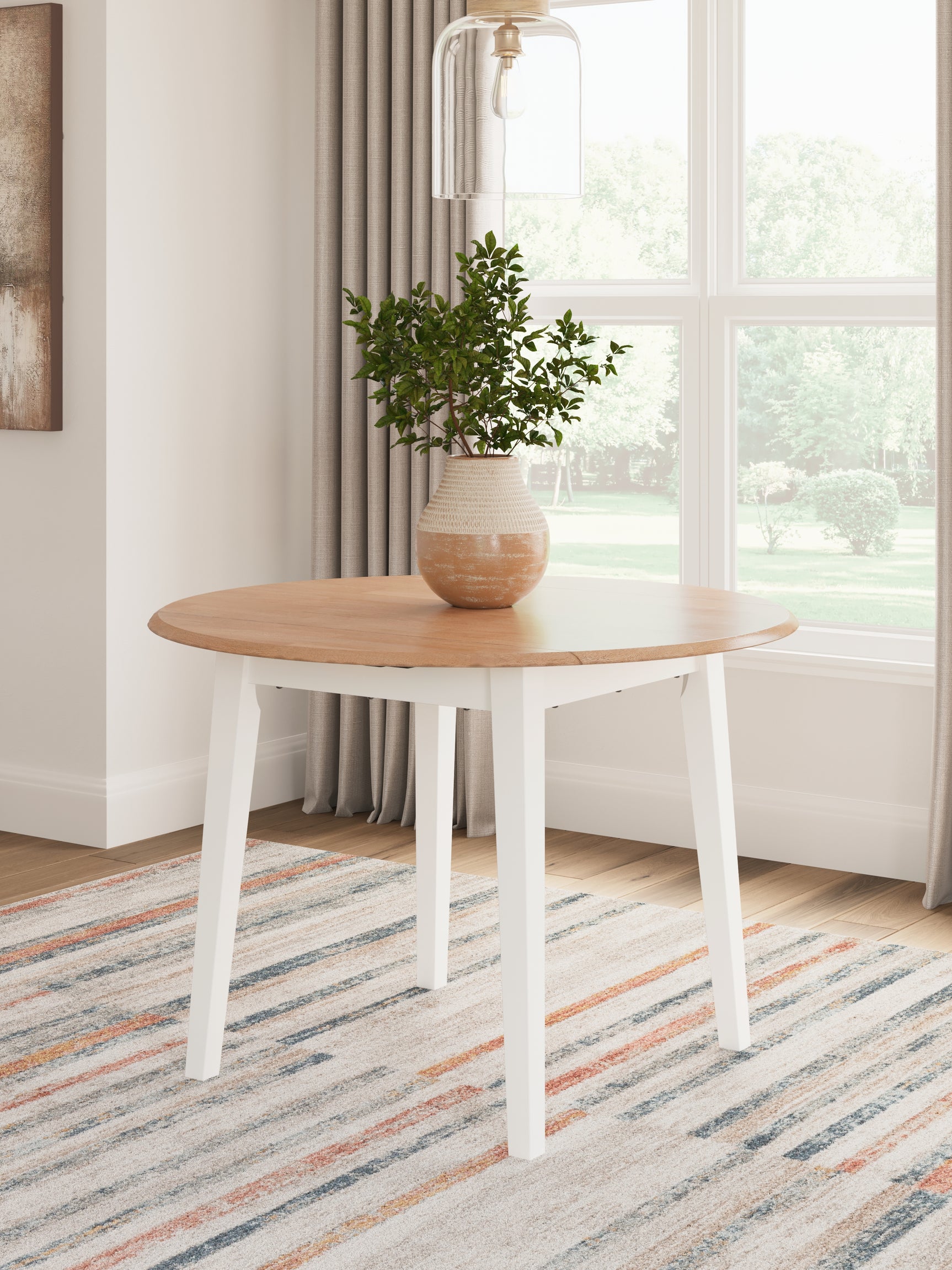 Sam's Furniture - Ashley Furniture - Gesthaven Dining Room - Round DRM Drop Leaf Table / Natural/White - D398-15
