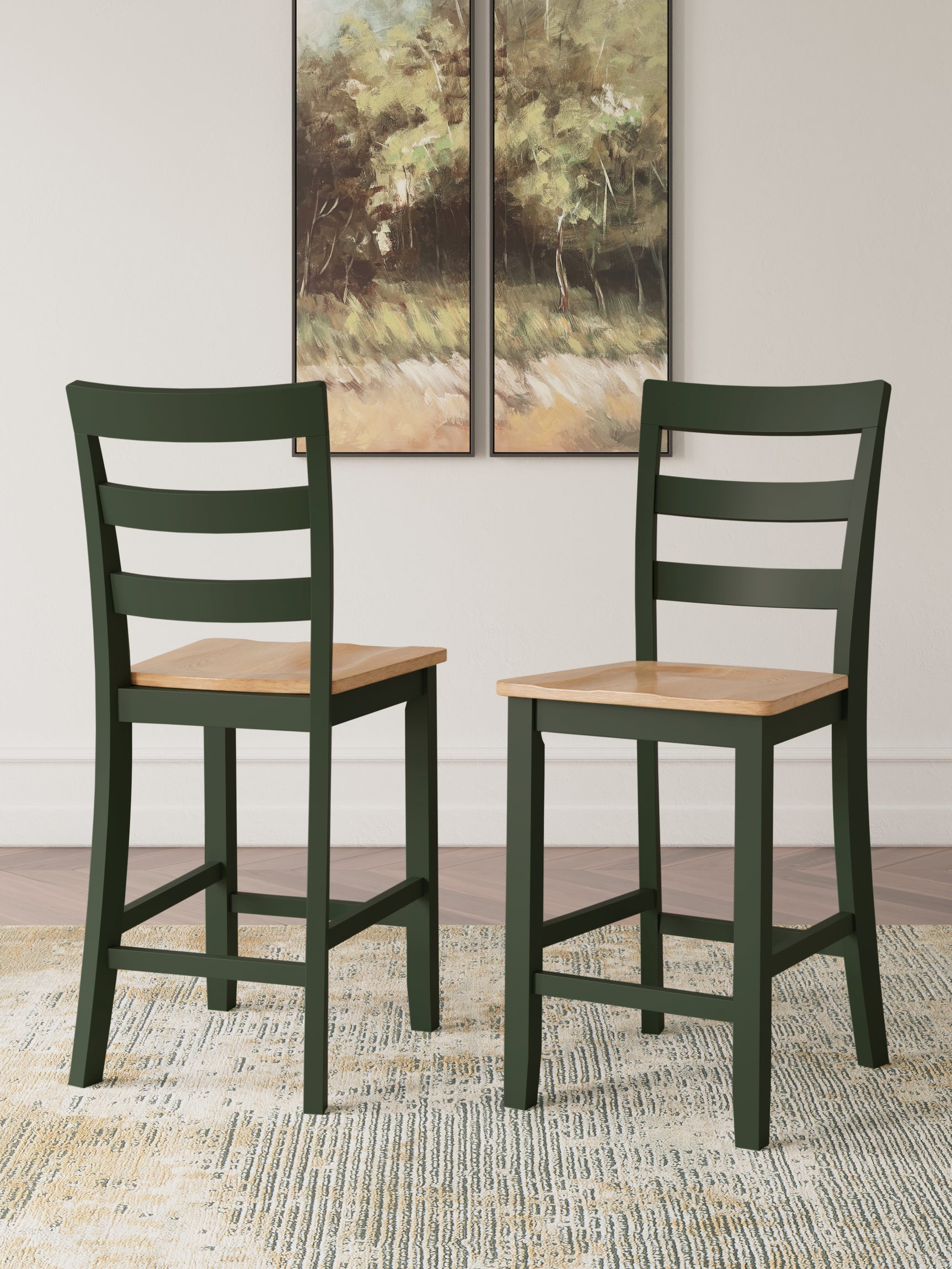 Sam's Furniture - Ashley Furniture - Gesthaven Dining Room - Counter Height Barstool (Set of 2) / Natural/Green - D401-124X2
