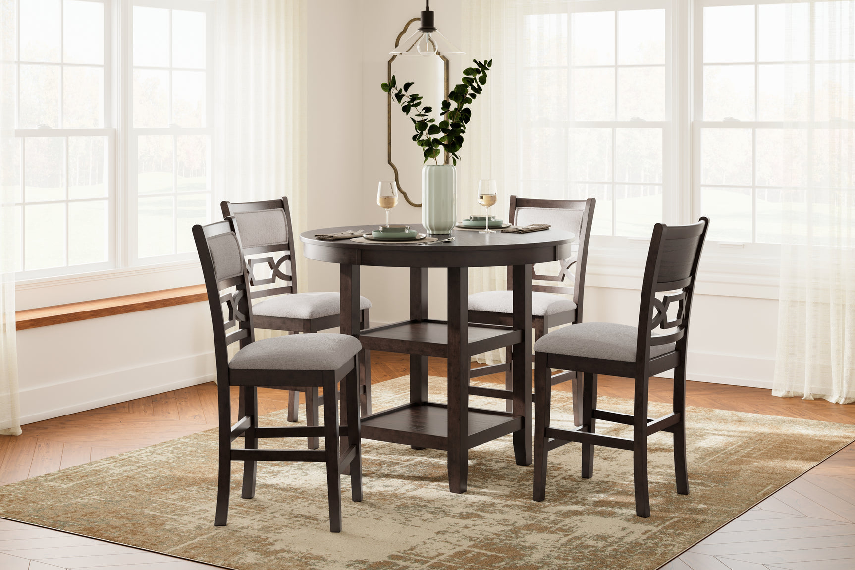 Sam's Furniture - Ashley Furniture - Langwest Dining Room - DRM Counter Table Set (5/CN) / Brown - D422-223