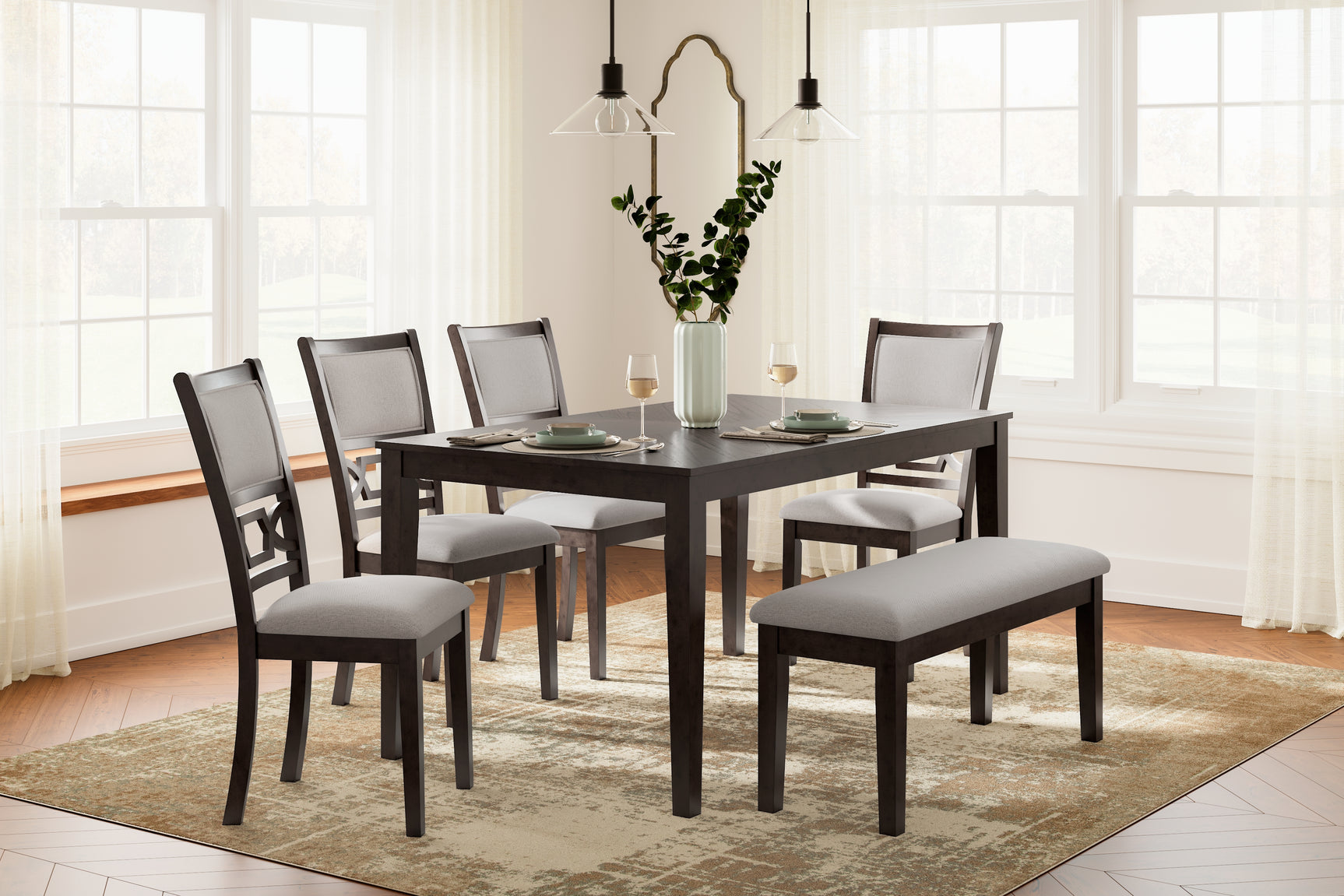 Sam's Furniture - Ashley Furniture - Langwest Dining Room - Dining Room Table Set (6/CN) / Brown - D422-325