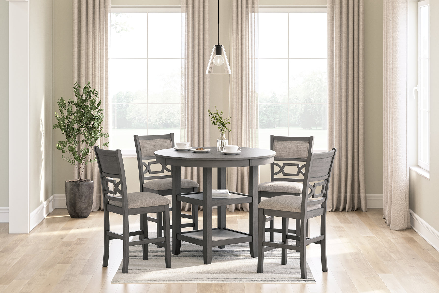 Sam's Furniture - Ashley Furniture - Wrenning Dining Room - DRM Counter Table Set (5/CN) / Gray - D425-223