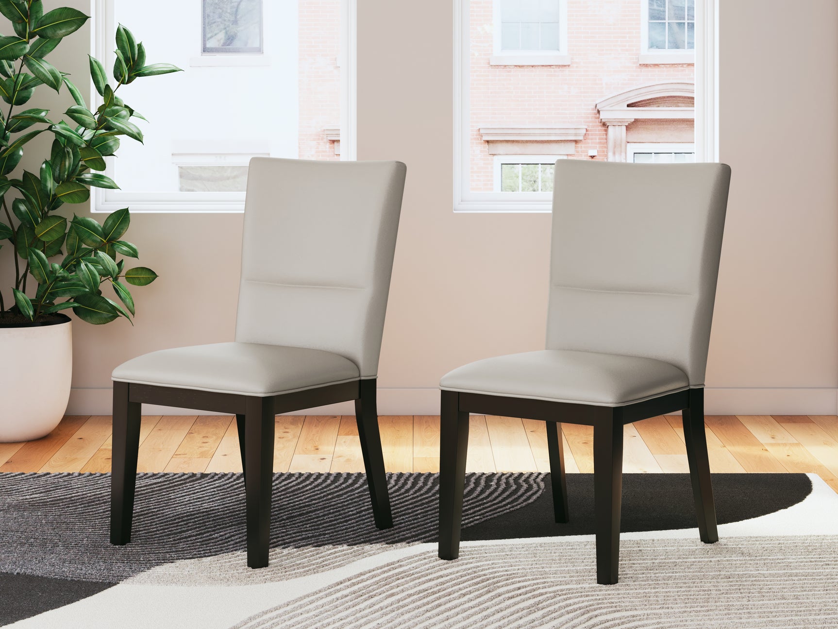 Sam's Furniture - Ashley Furniture - Glinari Dining Room - Dining Chair (Set of 2) / Taupe/Black - D476-01X2