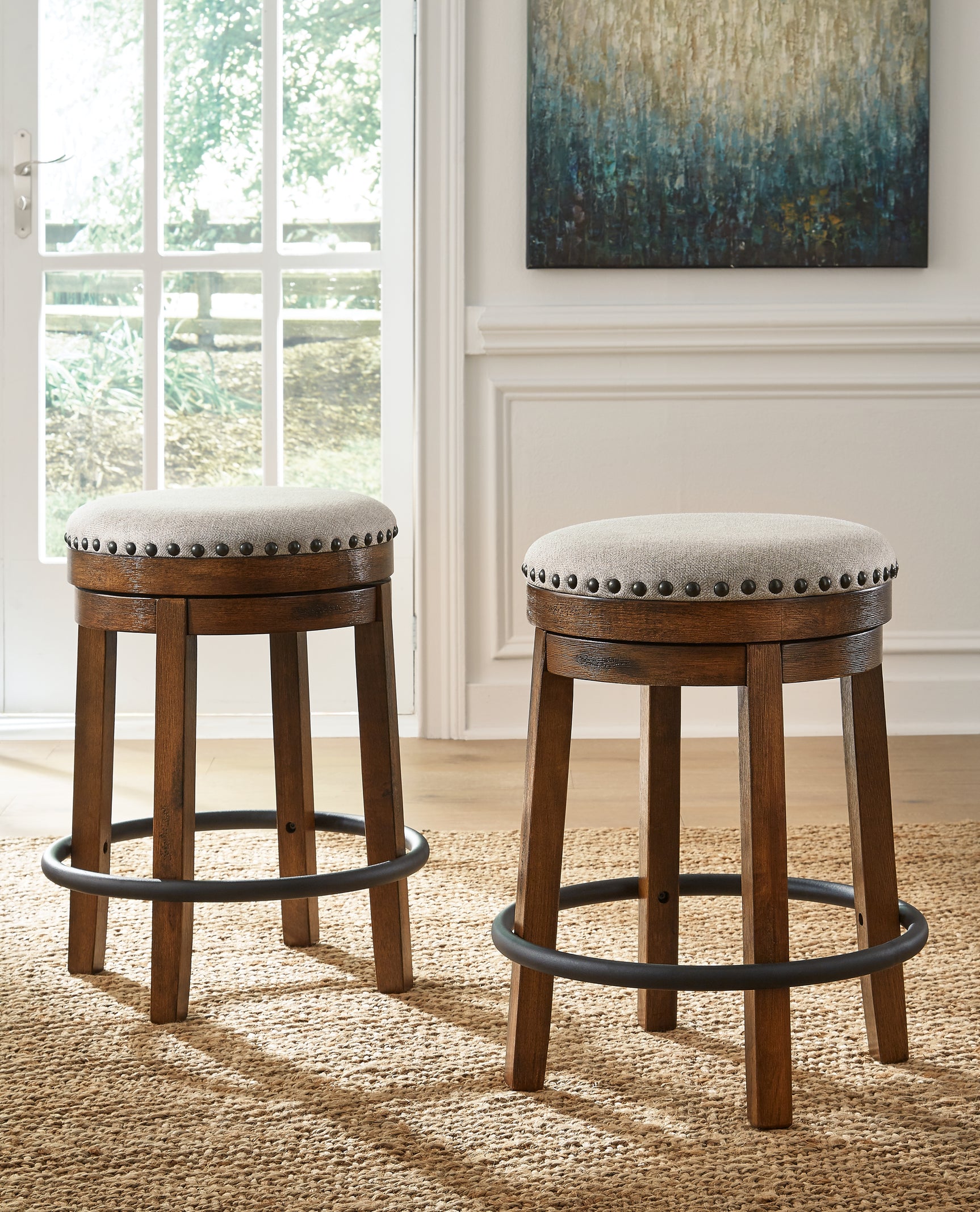 Sam's Furniture - Ashley Furniture - Valebeck Dining Room - UPH Swivel Stool (1/CN) / Brown/Black - D546-124