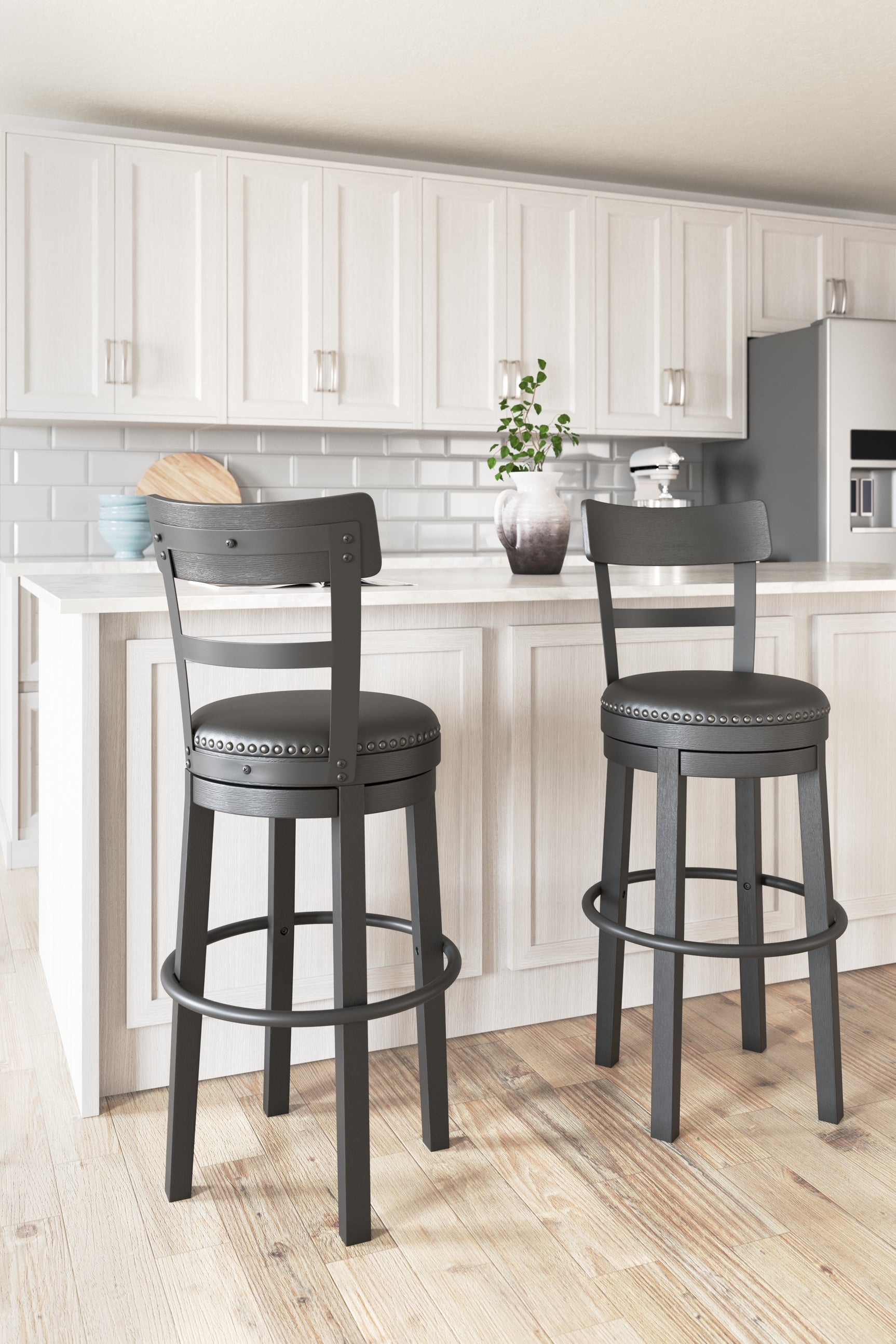 Sam's Furniture - Ashley Furniture - Valebeck Dining Room - Tall UPH Swivel Barstool(1/CN) / Black - D546-630