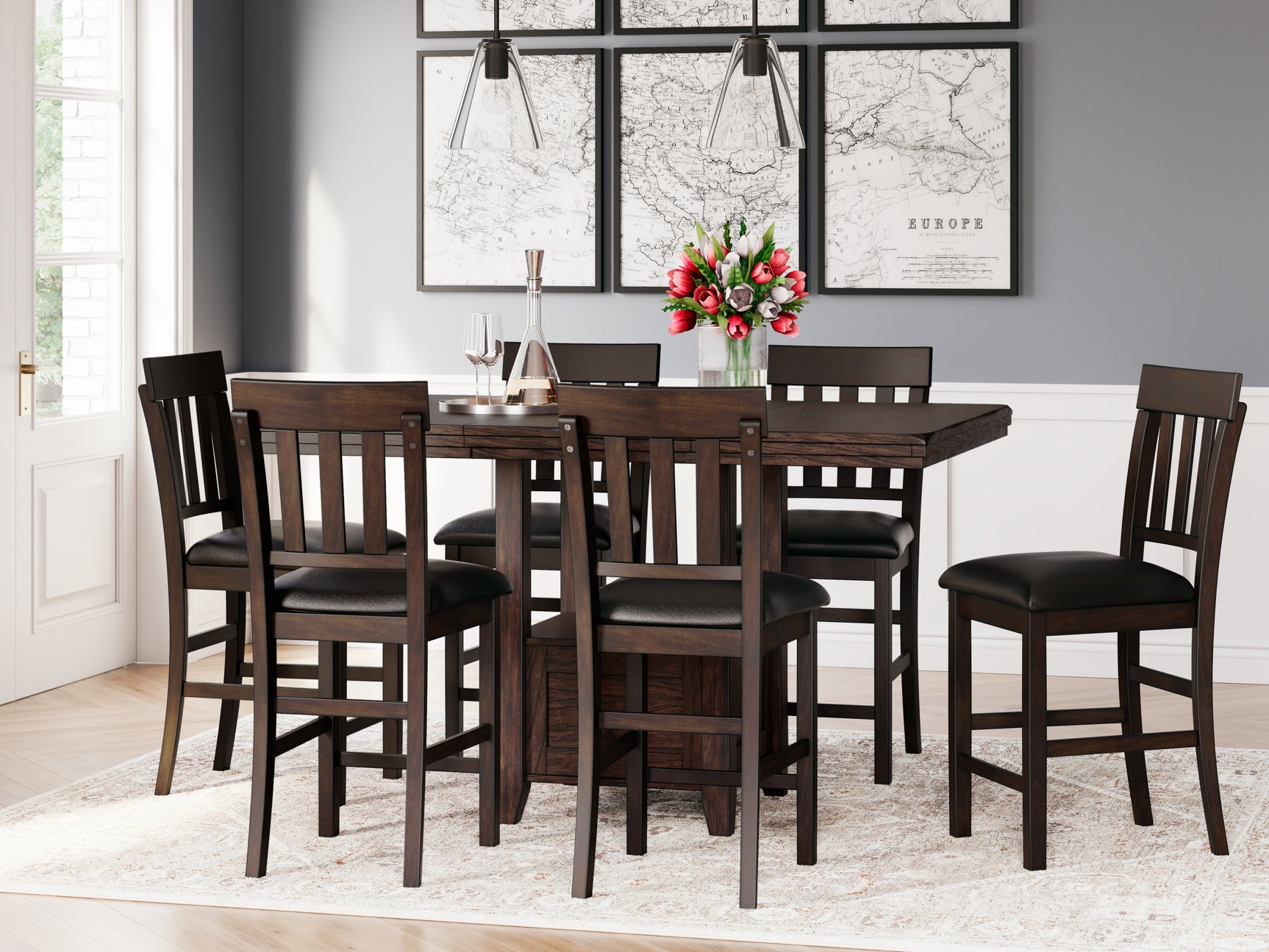 Sam's Furniture - Ashley Furniture - Haddigan Dining Room - Counter Height Barstool (Set of 2) / Dark Brown - D596-224X2