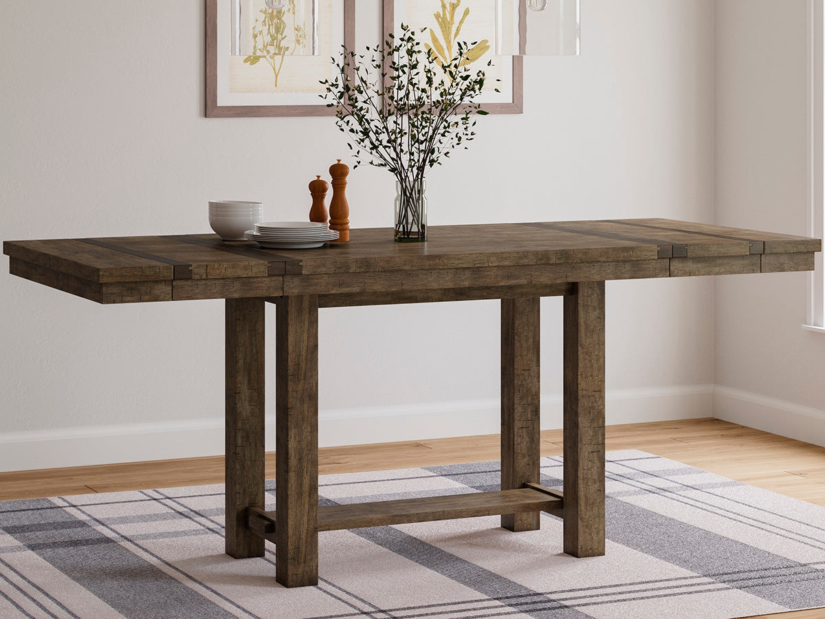 Sam's Furniture - Ashley Furniture - Moriville Dining Room - RECT DRM Counter EXT Table / Grayish Brown / 36"W x 62/86"D x 36"H - D631-32