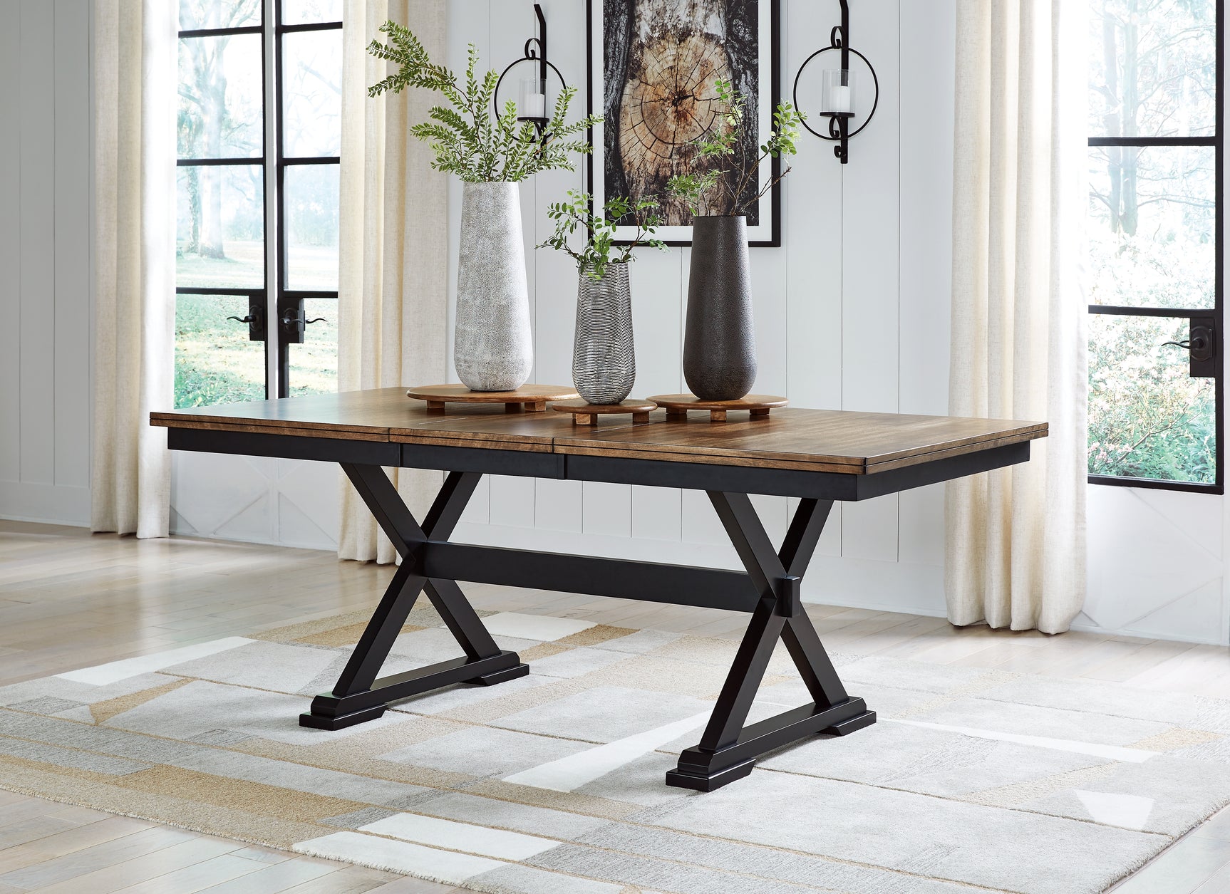 Sam's Furniture - Ashley Furniture - Wildenauer Dining Room - RECT Dining Room EXT Table / Brown/Black / 40"W x 78"D x 30"H - D634-35