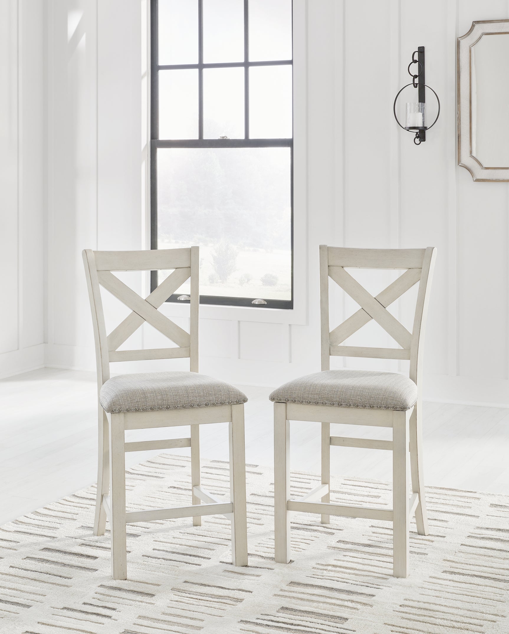 Sam's Furniture - Ashley Furniture - Robbinsdale Dining Room - Barstool (Set of 2) / Antique White - D642-124X2
