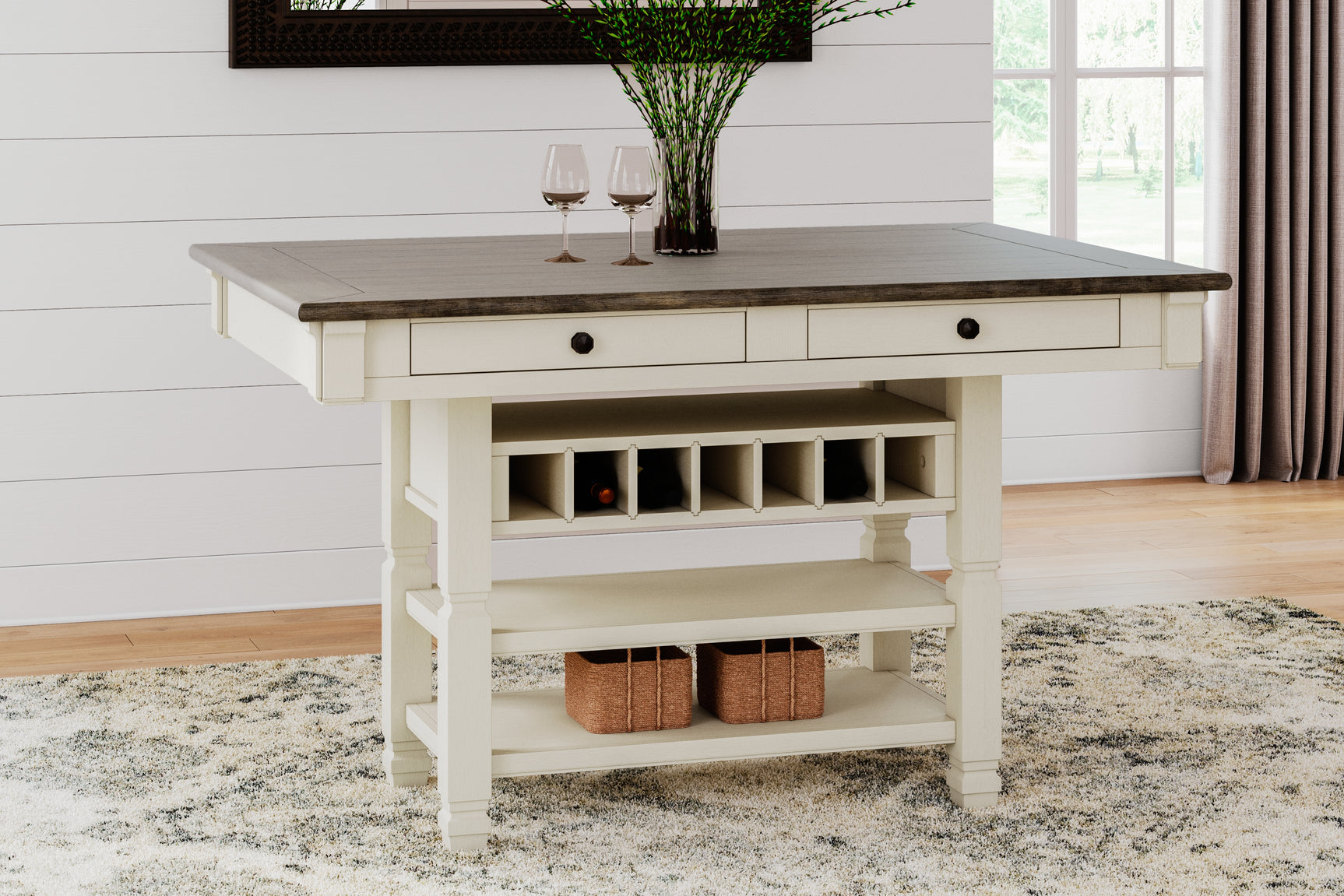 Sam's Furniture - Ashley Furniture - Bolanburg Dining Room - RECT Dining Room Counter Table / Two-tone - D647-32