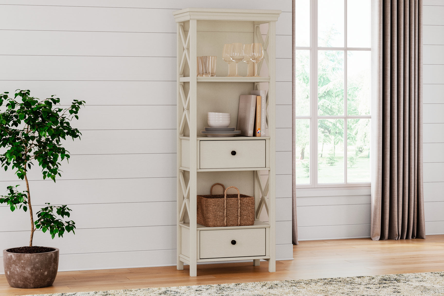 Sam's Furniture - Ashley Furniture - Bolanburg Dining Room - Display Cabinet / Antique White - D647-76