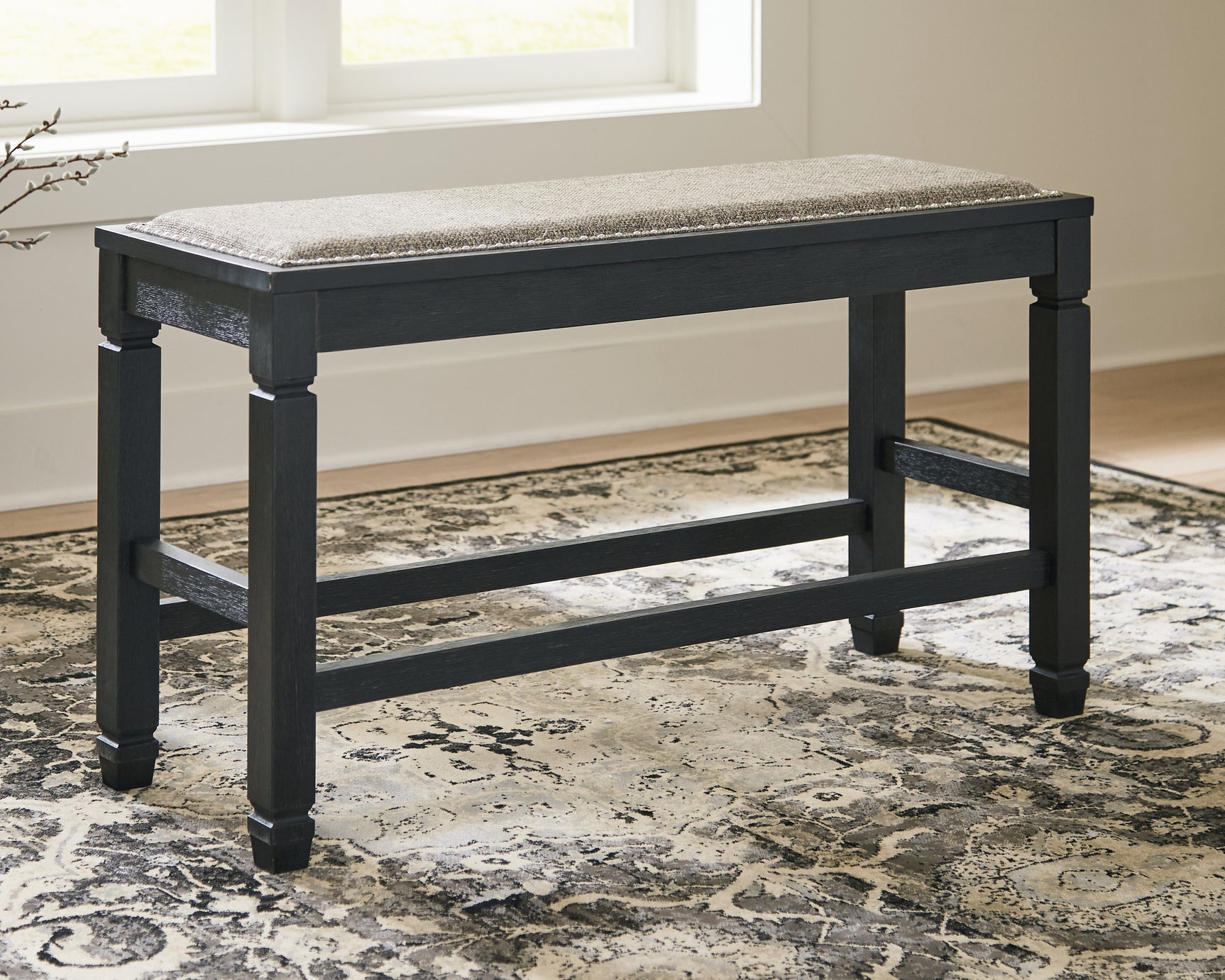 Sam's Furniture - Ashley Furniture - Tyler Creek Dining Room - DBL Counter UPH Bench (1/CN) / Antique Black / 42"W x 15"D x 24"H - D736-09