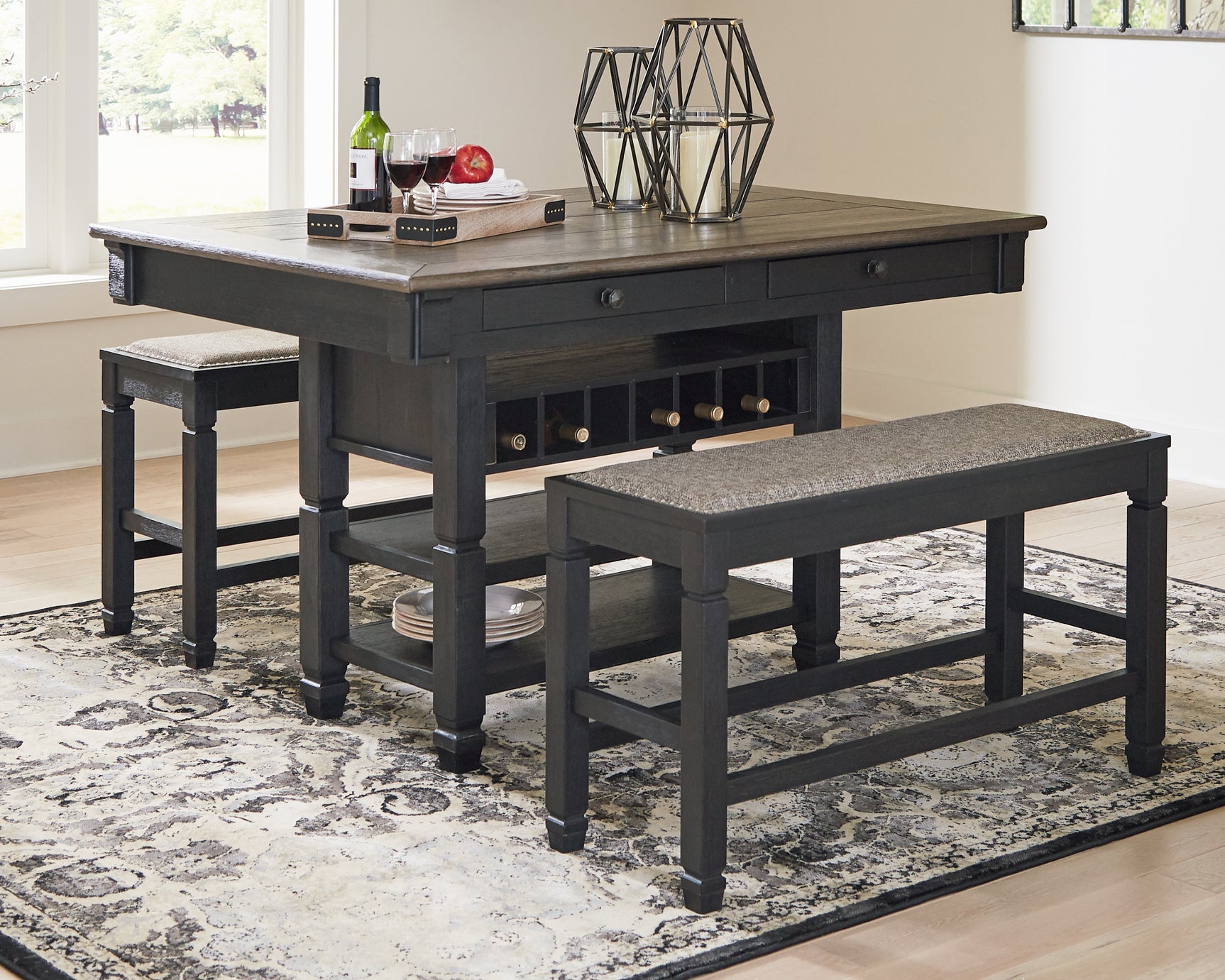 Sam's Furniture - Ashley Furniture - Tyler Creek Dining Room - RECT Dining Room Counter Table / Black/Gray / 60"W x 40"D x 36"H - D736-32