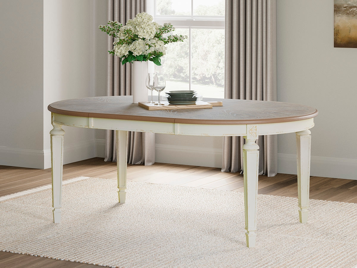 Sam's Furniture - Ashley Furniture - Realyn Dining Room - Oval Dining Room EXT Table / Chipped White - D743-35