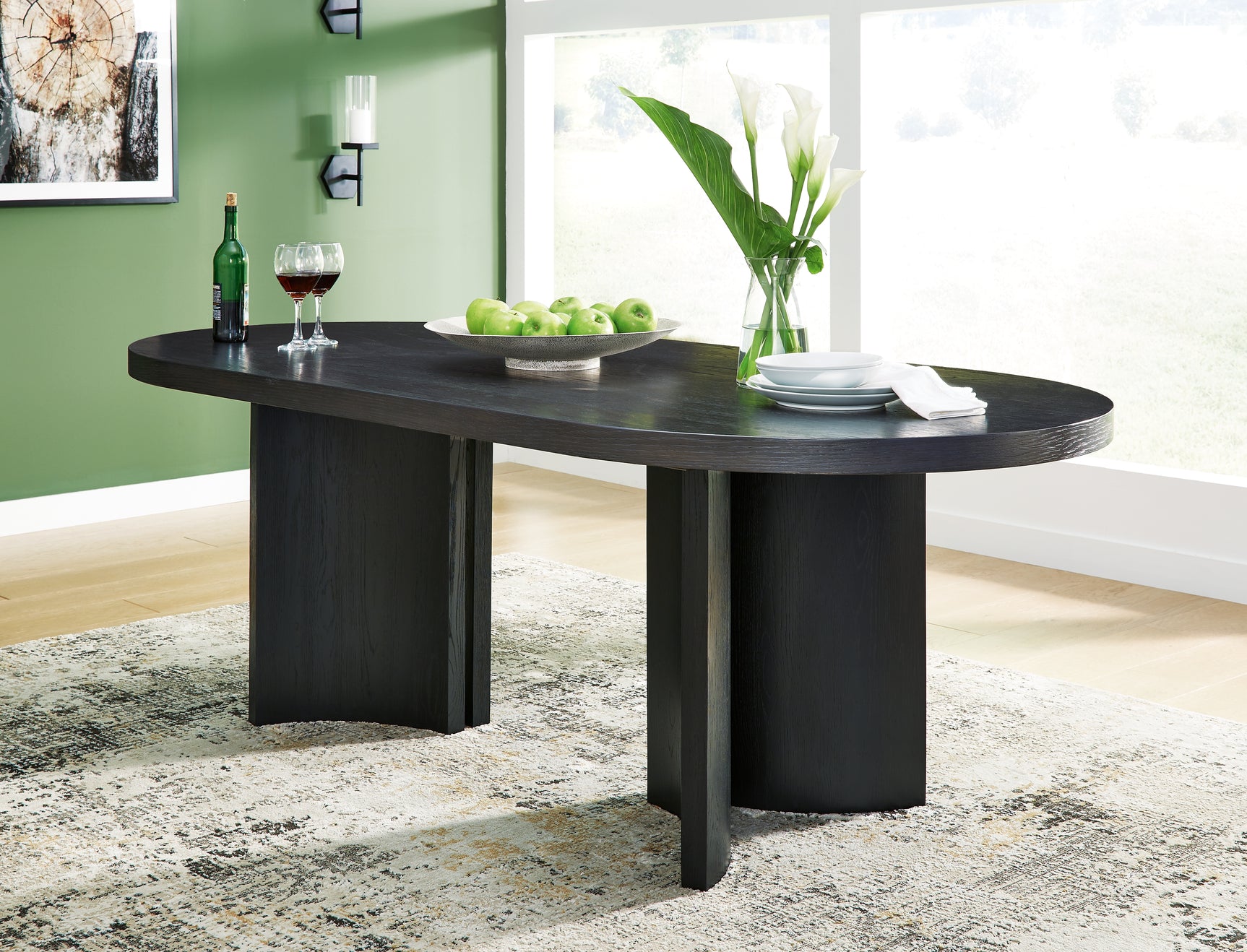 Sam's Furniture - Ashley Furniture - Rowanbeck Dining Room - Oval Dining Room Table / Black - D821-25