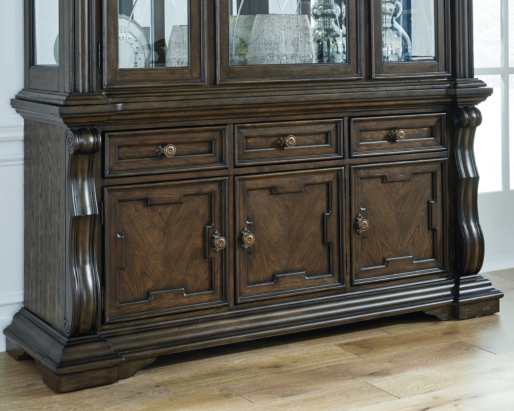 Sam's Furniture - Ashley Furniture - Maylee Dining Room - Dining Room Buffet / Dark Brown / 72"W x 21"D x 34"H - D947-80