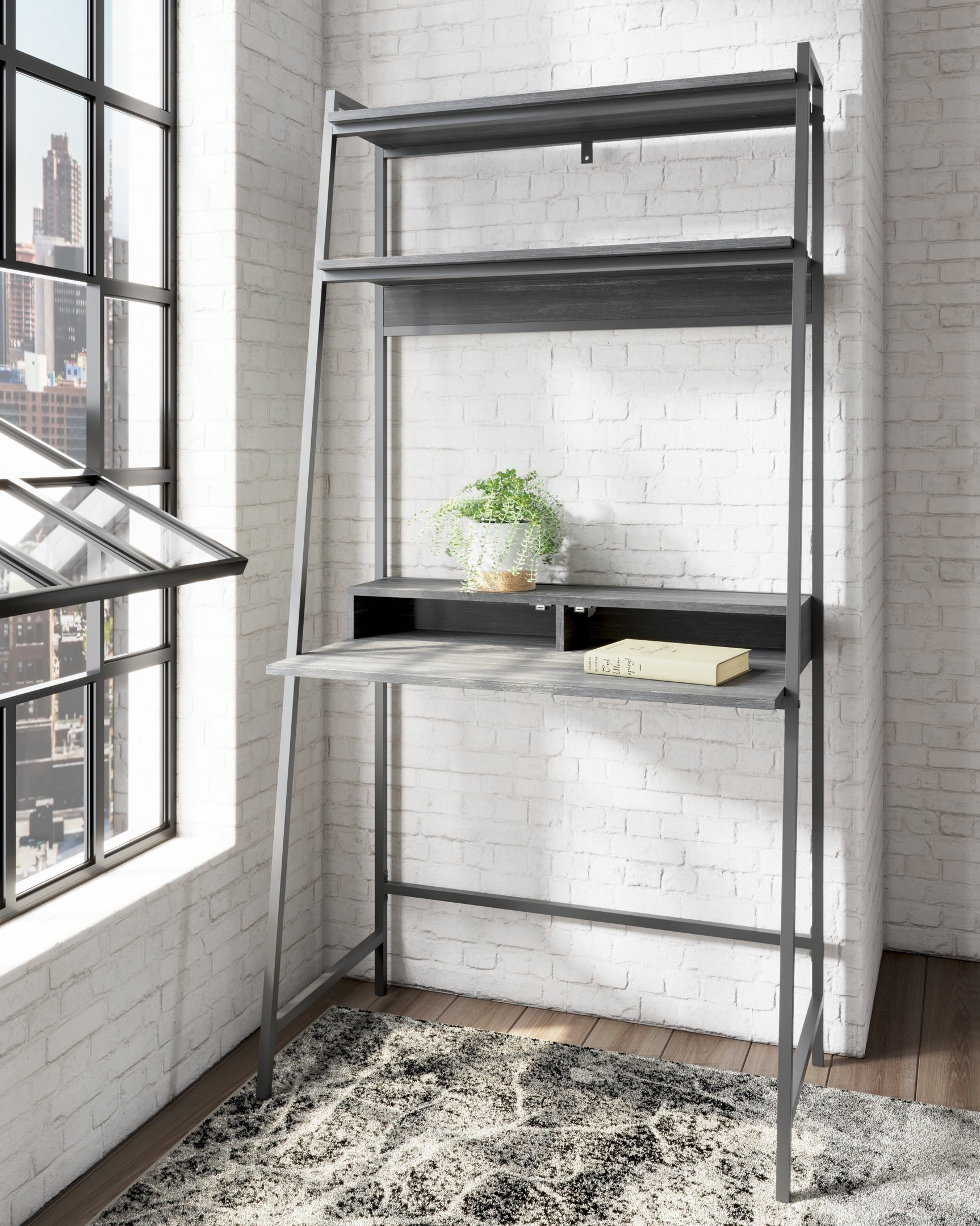 Sam's Furniture - Ashley Furniture - Yarlow Office Desk - Home Office Desk and Shelf / Black - H215-27