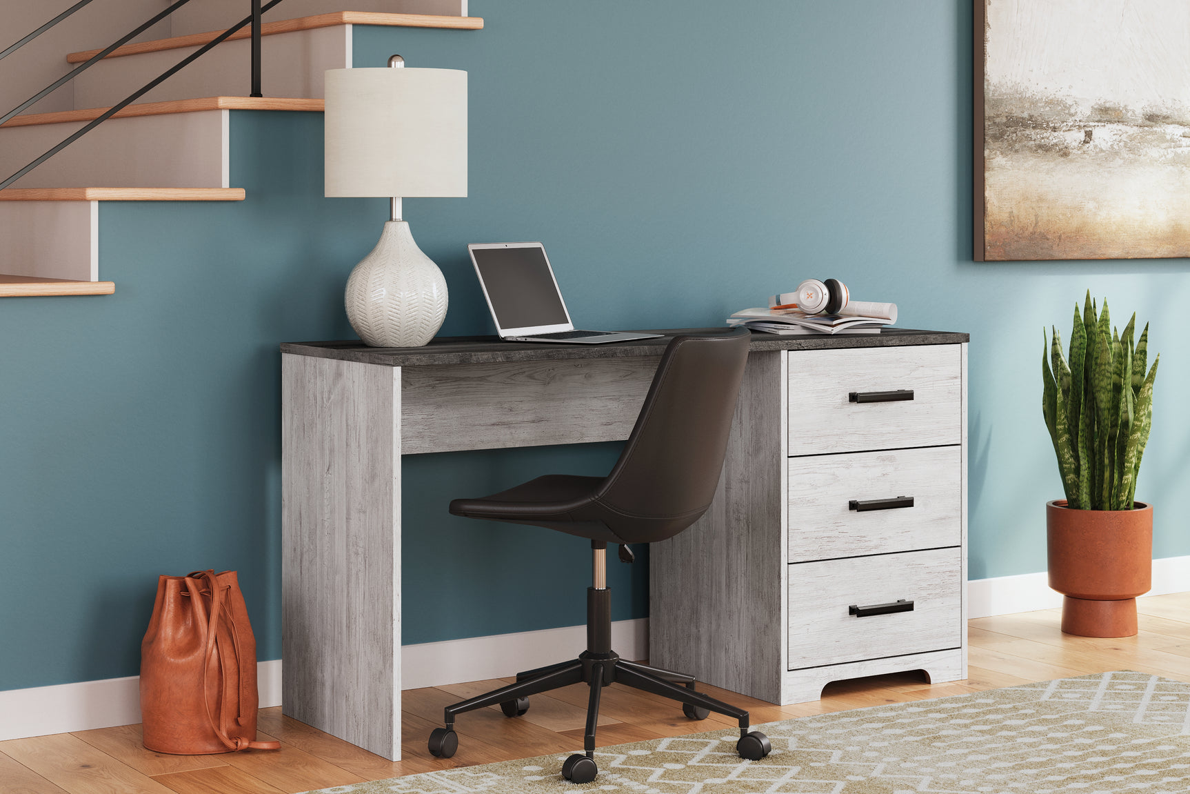 Sam's Furniture - Ashley Furniture - Shawburn Office Desk - Home Office Desk / White/Dark Charcoal Gray - H4121-34