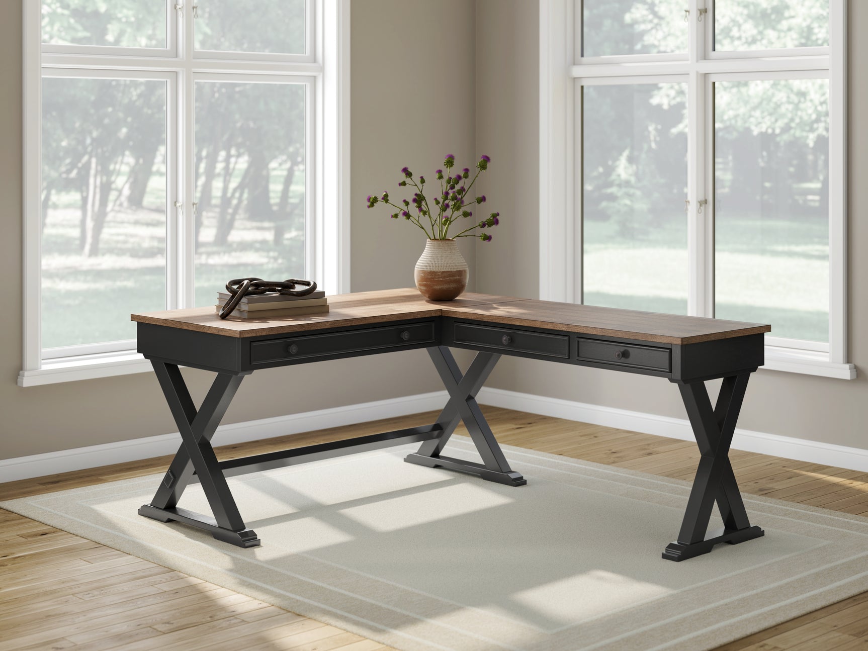 Sam's Furniture - Ashley Furniture - Wildenauer Office Desk - Home Office Desk / Brown/Black - H664H2