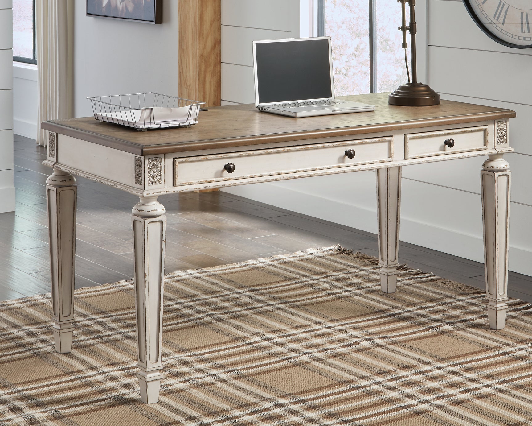 Sam's Furniture - Ashley Furniture - Realyn Office Desk - Home Office Desk / White/Brown - H743-34