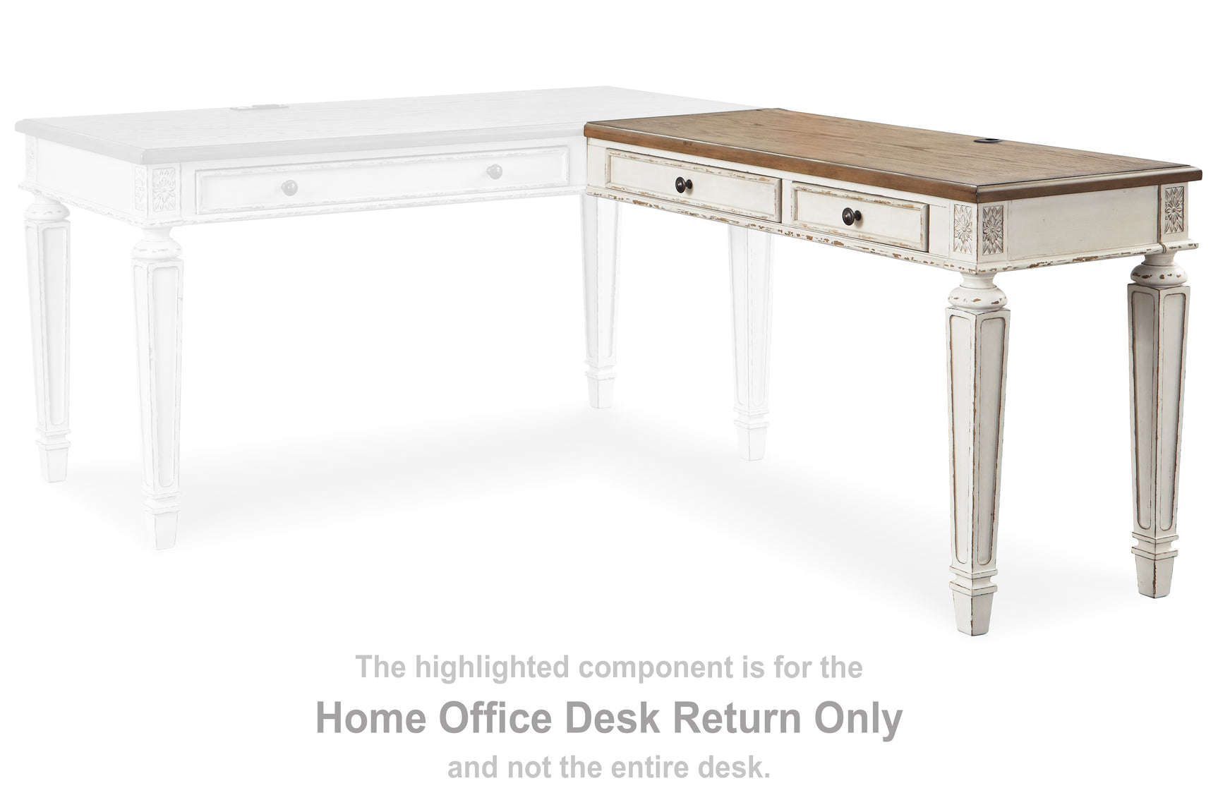 Sam's Furniture - Ashley Furniture - Realyn Office Desk - Home Office Desk Return / White/Brown - H743-34R