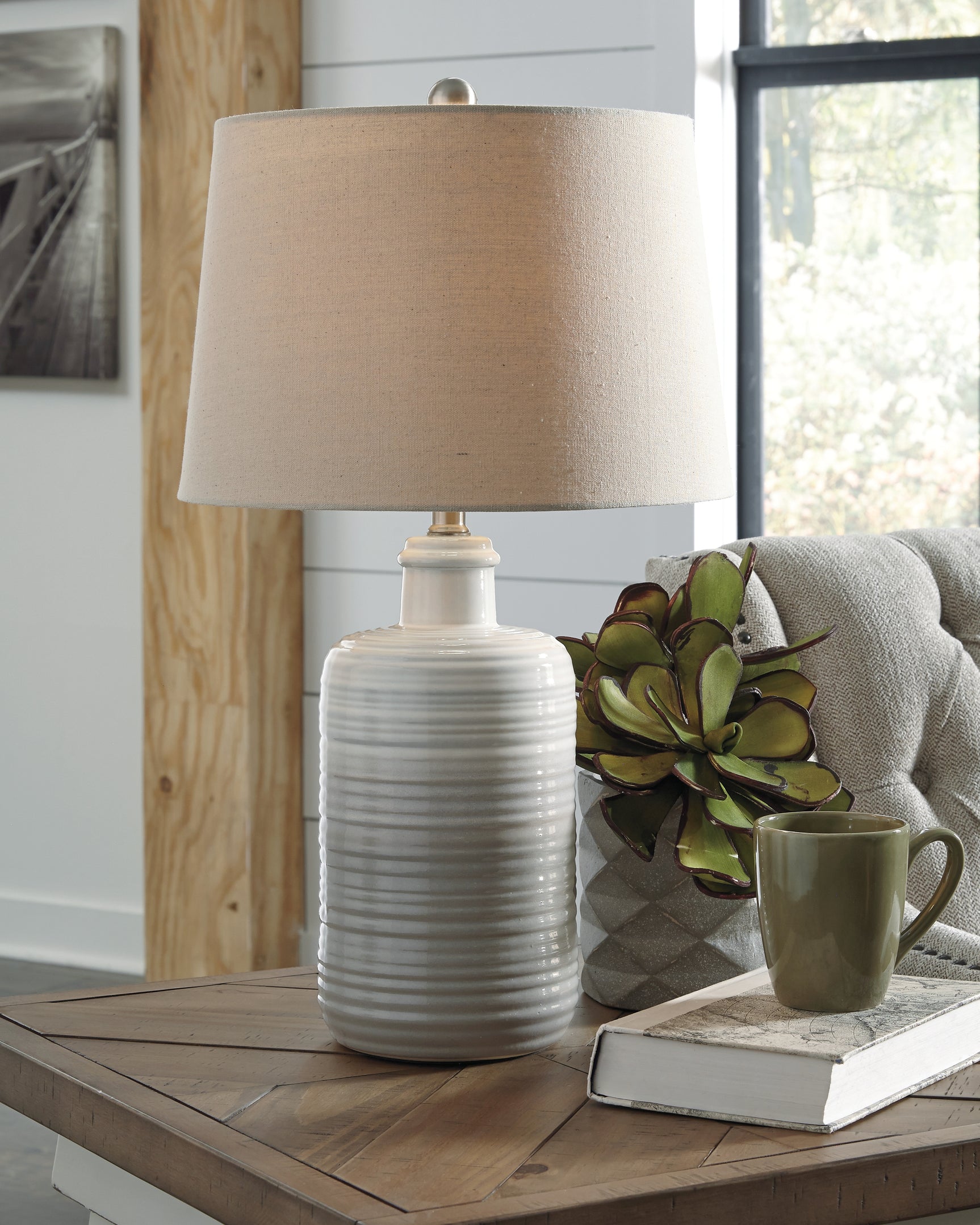 Sam's Furniture - Ashley Furniture - Marnina Lighting - Ceramic Table Lamp (Set of 2) / Taupe - L121854