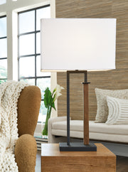 Sam's Furniture - Ashley Furniture - Voslen Lighting - Metal Table Lamp (Set of 2) / Black/Brown - L204554