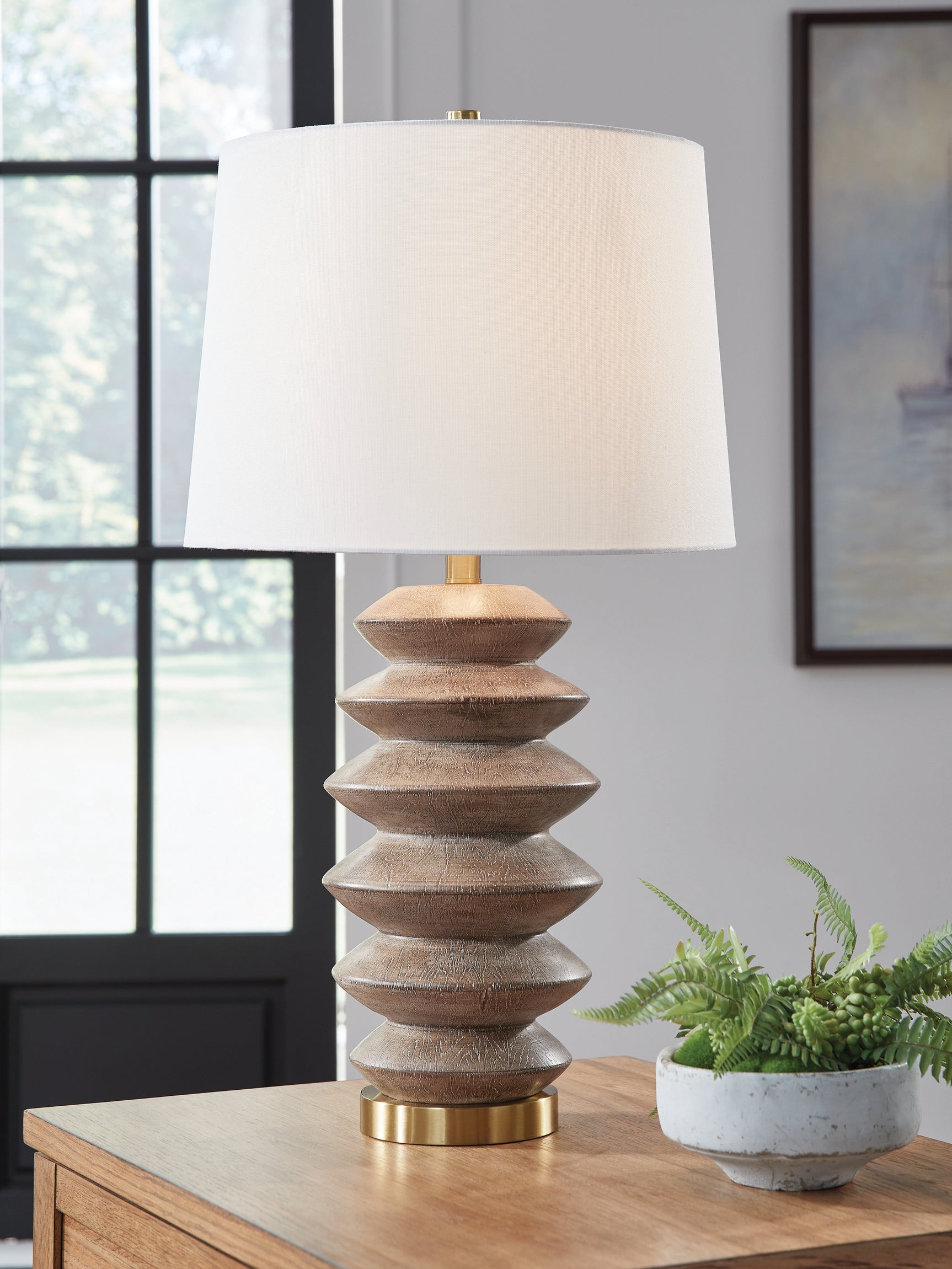 Sam's Furniture - Ashley Furniture - Jyllyard Lighting - Poly Table Lamp (1/CN) / Brown/Gold Finish - L235944