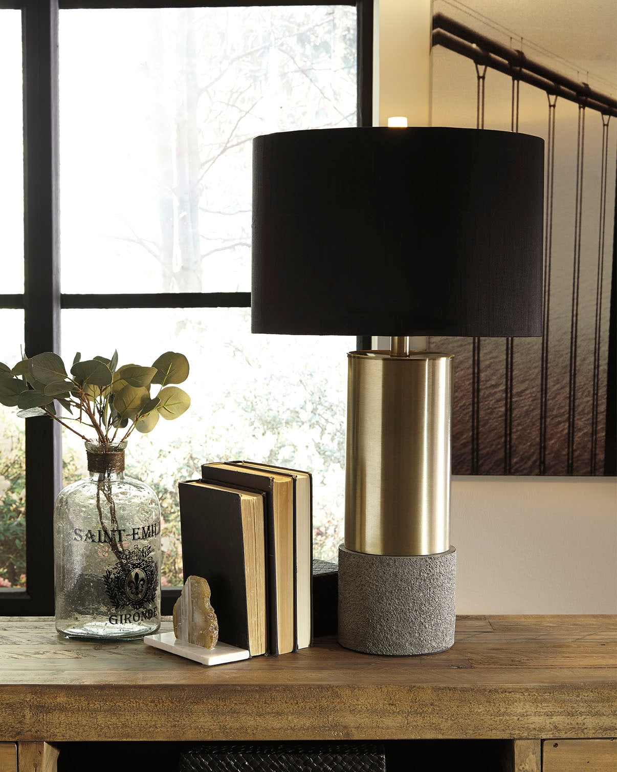 Sam's Furniture - Ashley Furniture - Jacek Lighting - Metal Table Lamp (Set of 2) / Gray/Brass Finish - L243164