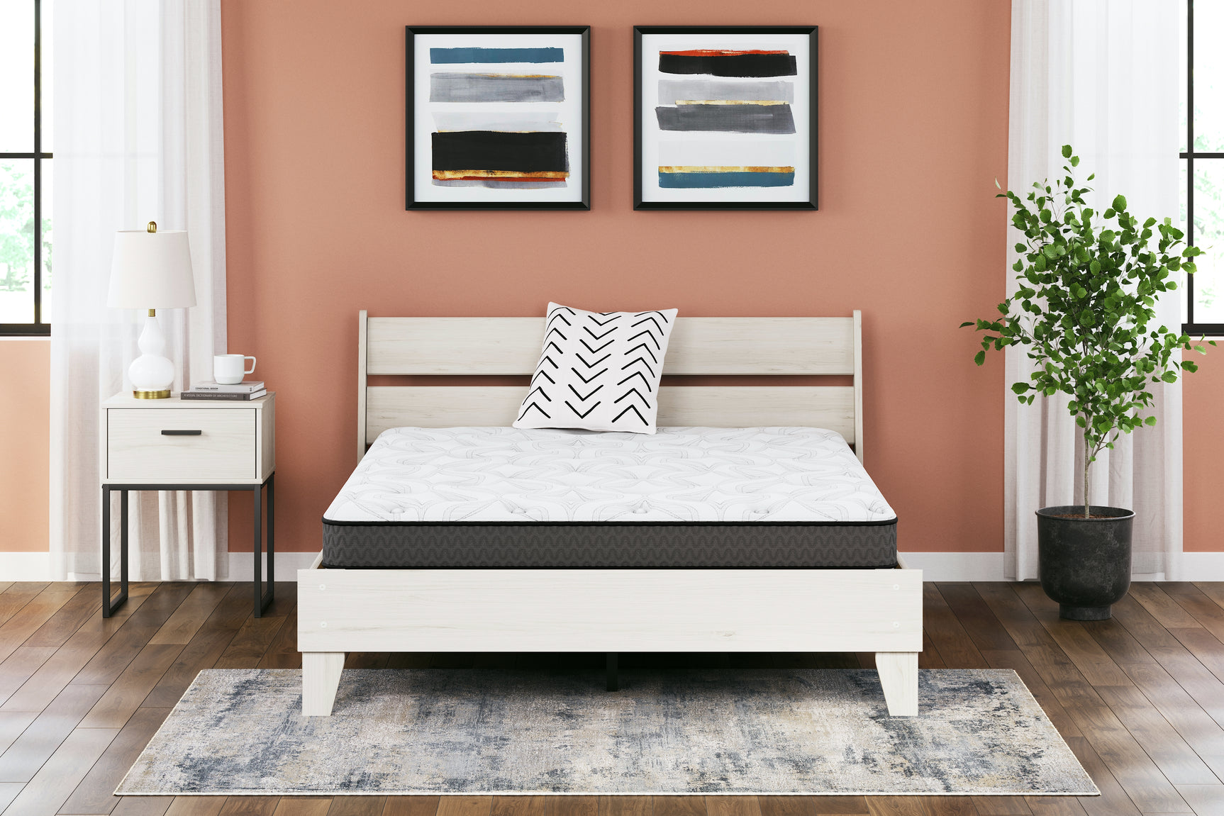 Sam's Furniture - Ashley Furniture - 8 Inch Bonnell Hybrid Mattresses - Queen / White - M58731