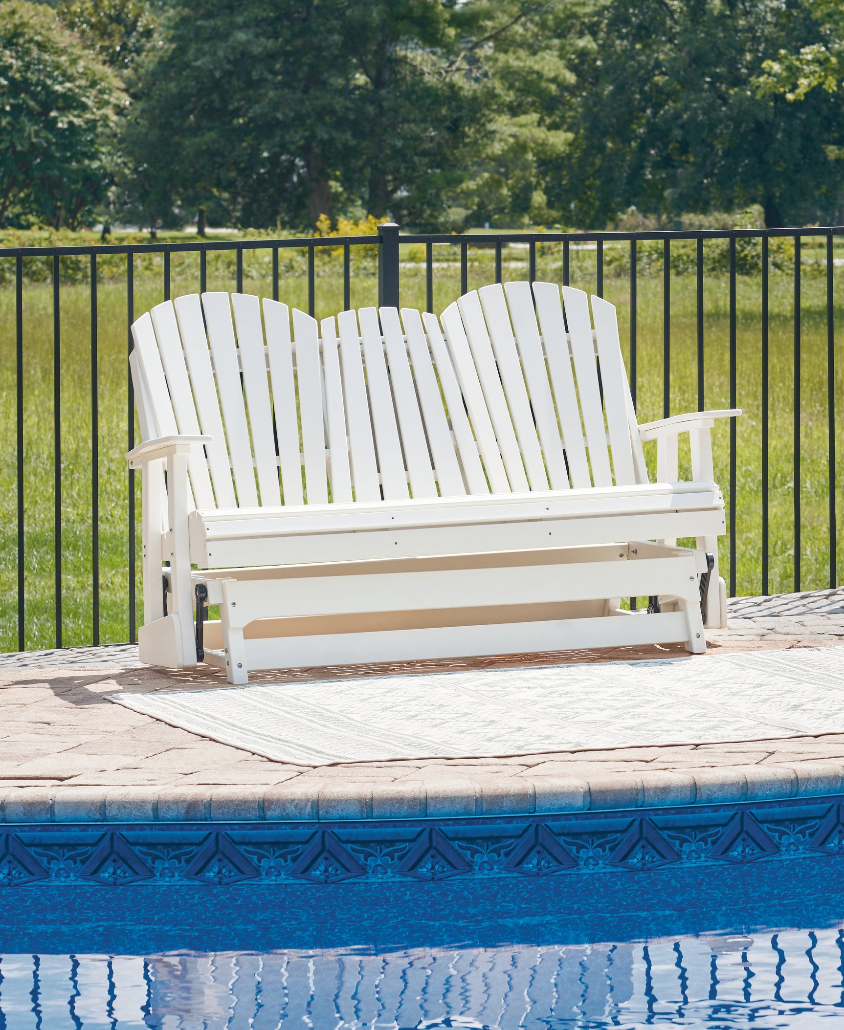 Sam's Furniture - Ashley Furniture - Hyland wave Outdoor - Glider Loveseat / White - P111-835