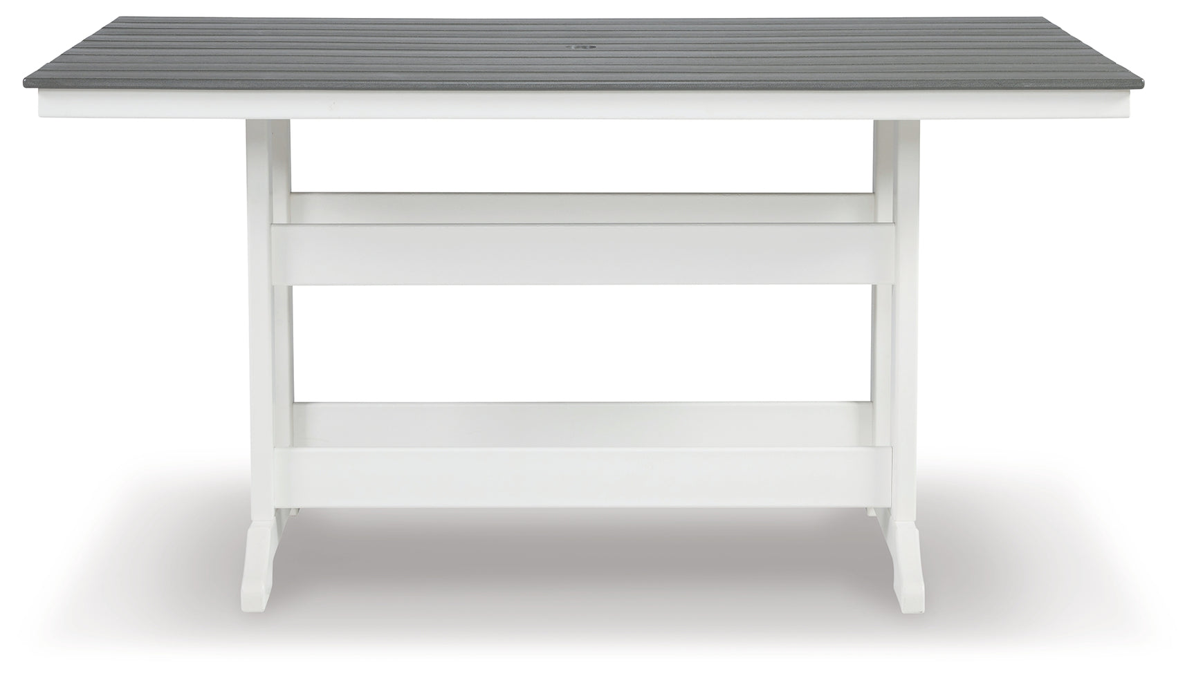 Sam's Furniture - Ashley Furniture - Transville Outdoor - RECT COUNTER TABLE W/UMB OPT / Gray/White - P210-642