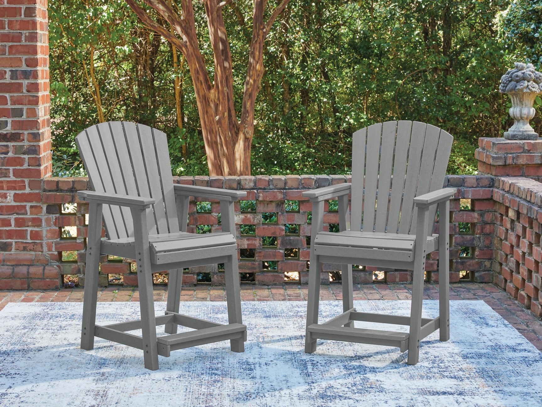 Sam's Furniture - Ashley Furniture - Sanctuary Beach Outdoor - Barstool (Set of 2) / Dark Gray - PCP227-124