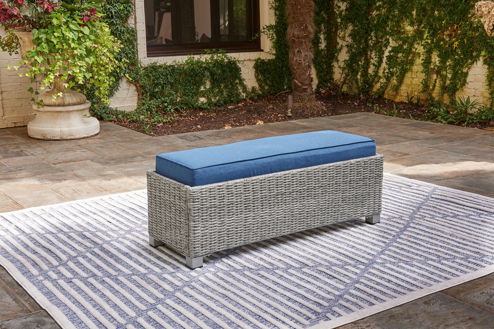 Sam's Furniture - Ashley Furniture - Naples Beach Outdoor - Bench with Cushion / Light Gray - P439-600