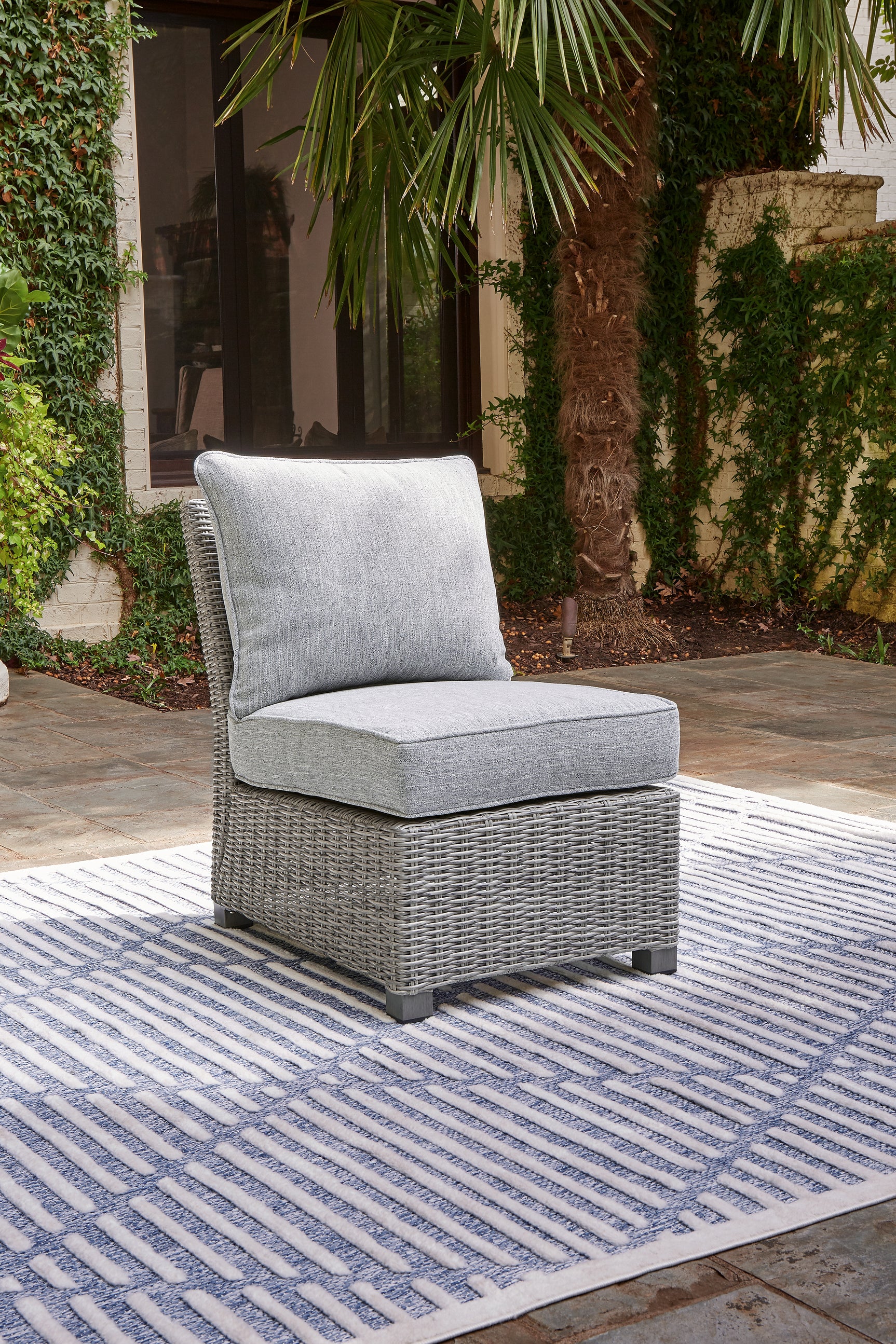Sam's Furniture - Ashley Furniture - Naples Beach Outdoor - Armless Chair w/Cushion (1/CN) / Light Gray - P439-846