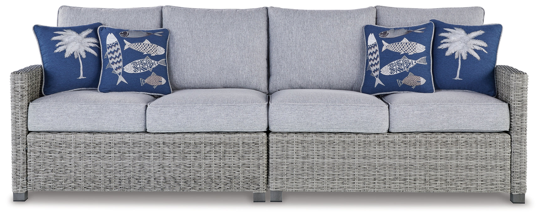 Sam's Furniture - Ashley Furniture - Naples Beach Outdoor - RAF/LAF Loveseat w/CUSH (Set of 2) / Light Gray - P439-854
