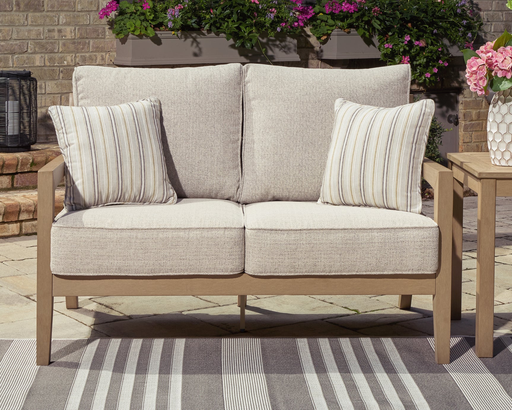 Sam's Furniture - Ashley Furniture - Hallow Creek Outdoor - Sofa with Cushion / Driftwood - P560-838