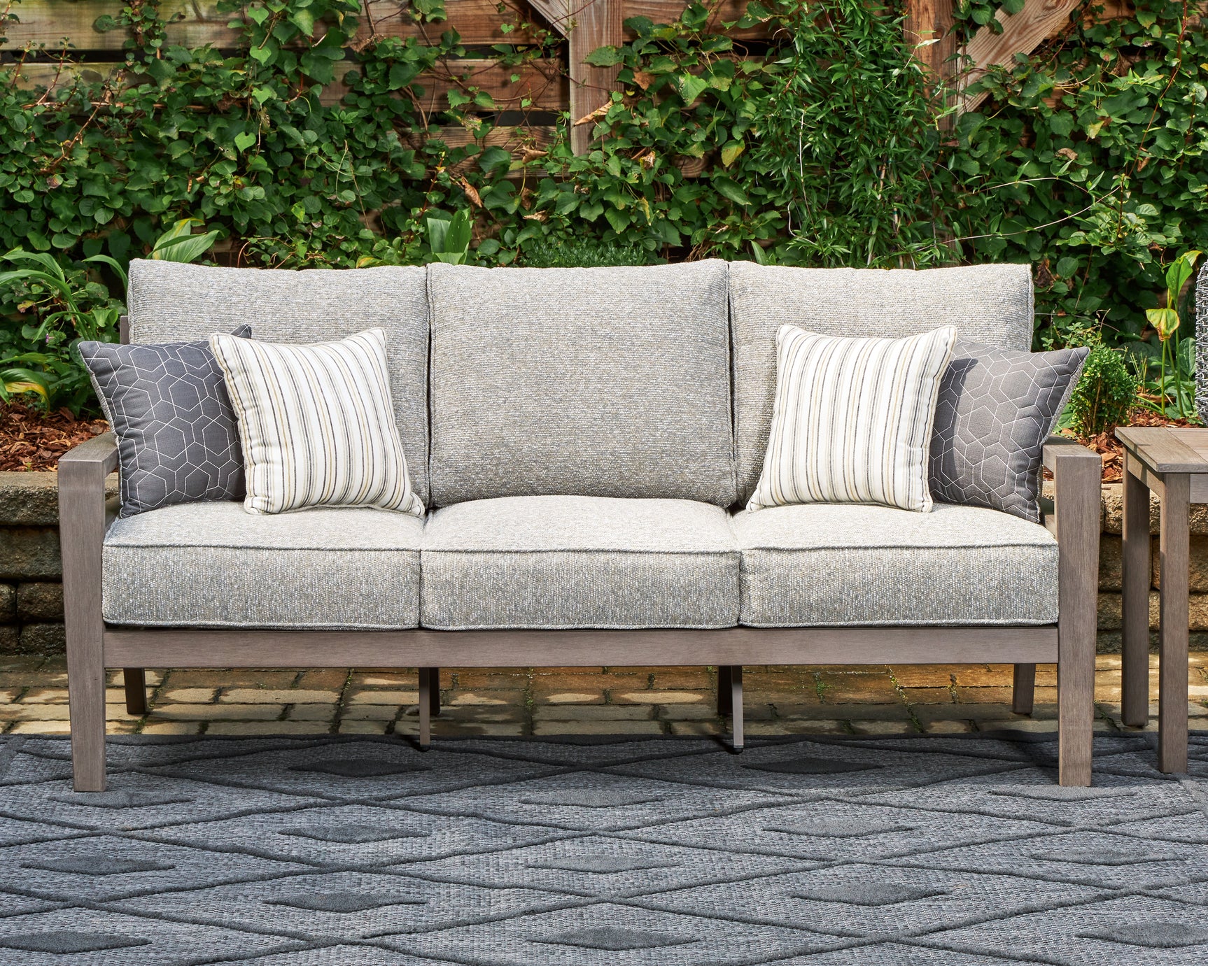 Sam's Furniture - Ashley Furniture - Hillside Barn Outdoor - Sofa with Cushion / Gray/Brown - P564-838