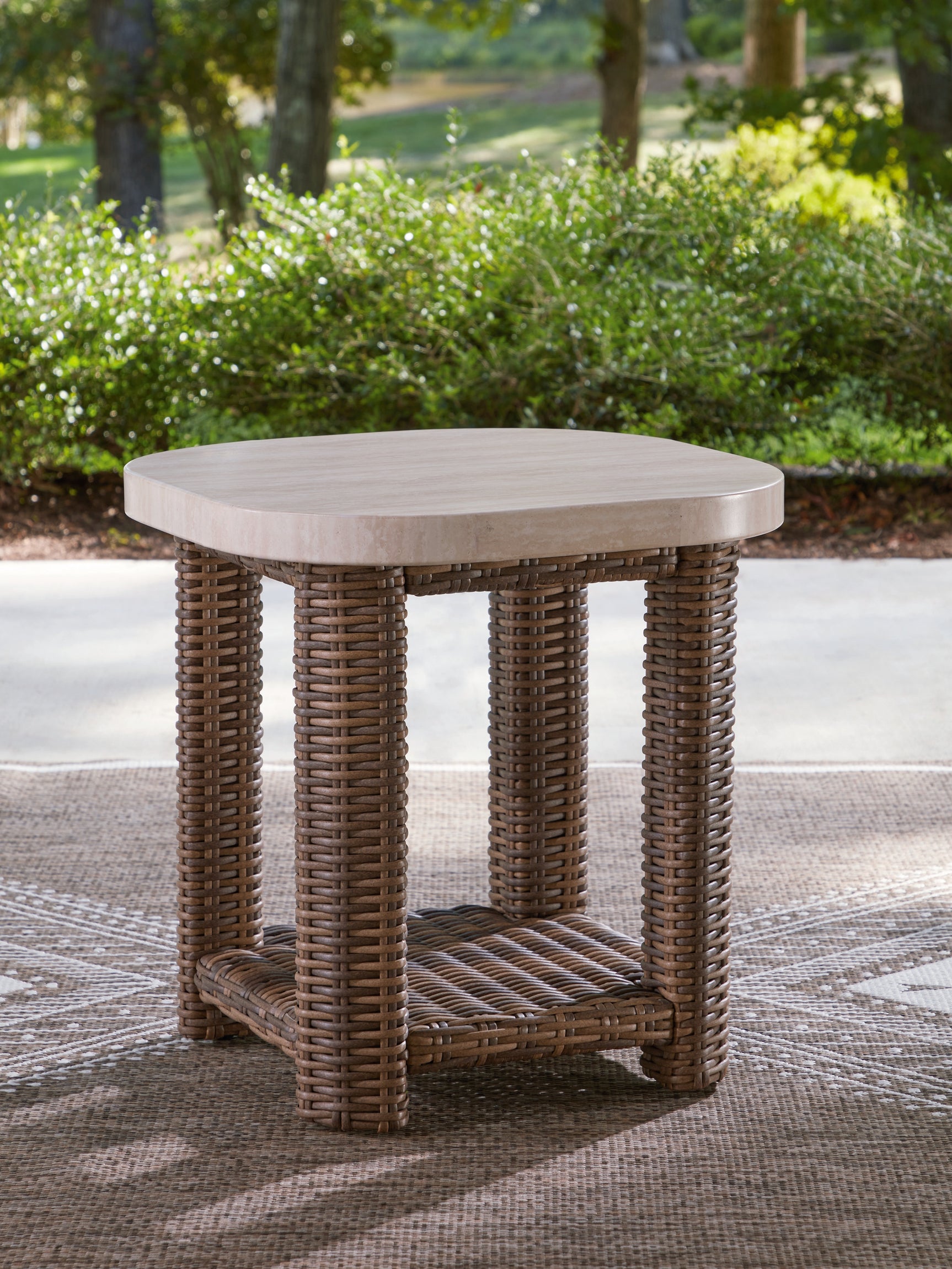Sam's Furniture - Ashley Furniture - Dolan Creek Outdoor - Square End Table / Beige/Brown - PCP610-702