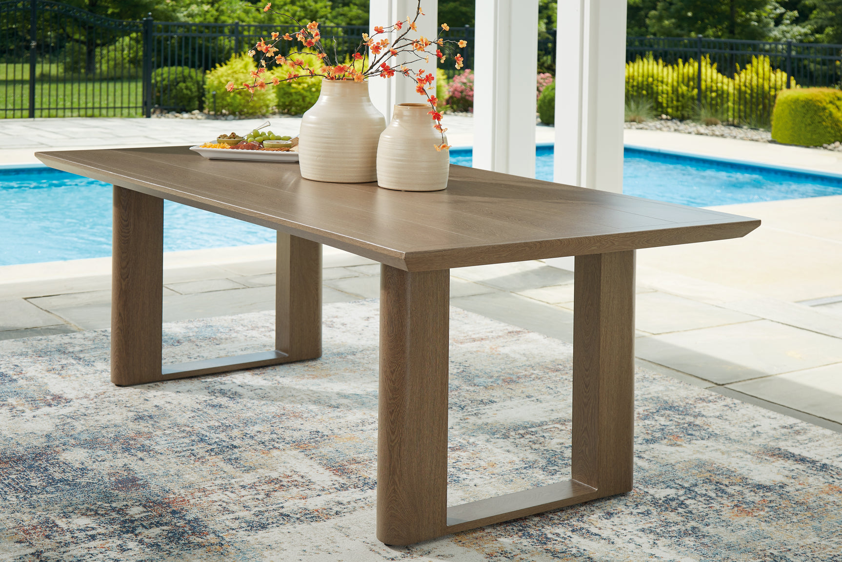 Sam's Furniture - Ashley Furniture - Serene Bay Outdoor - RECT Dining Table w/UMB OPT / Dark Brown - P671-625