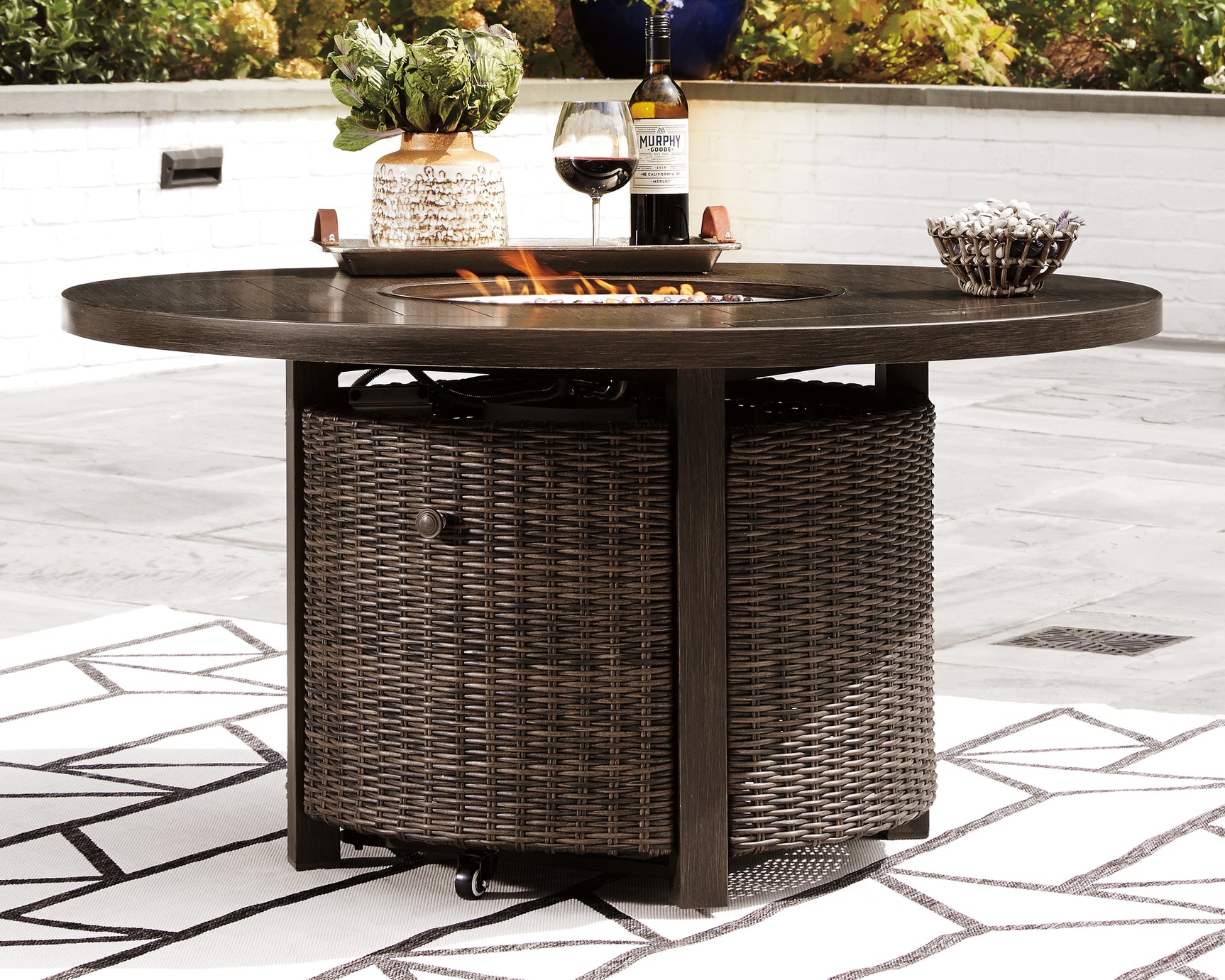 Sam's Furniture - Ashley Furniture - Paradise Trail Outdoor - Round Fire Pit Table / Medium Brown - P750-776