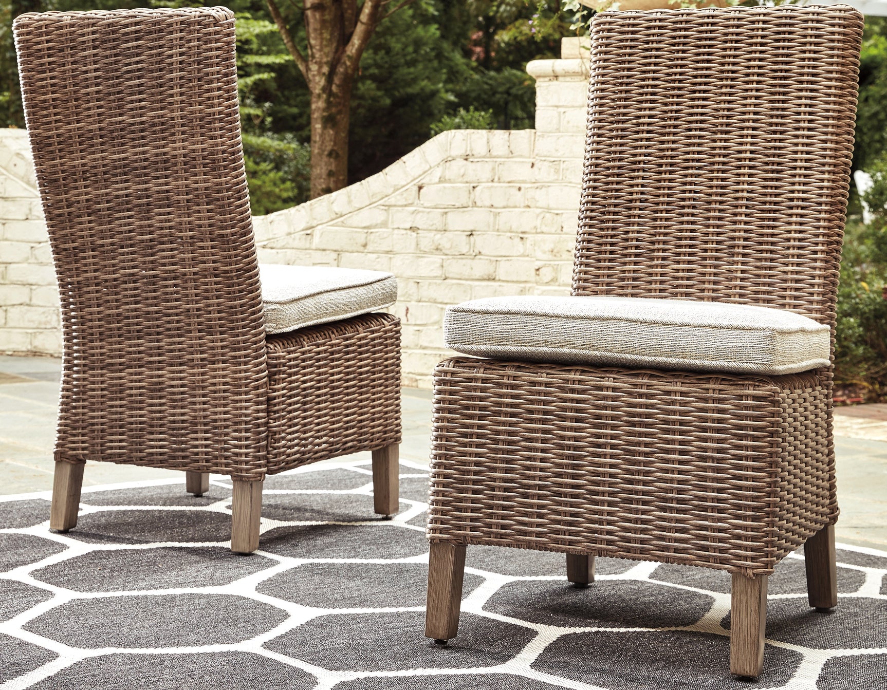 Sam's Furniture - Ashley Furniture - Beachcroft Outdoor - Side Chair with Cushion (Set of 2) / Beige - P791-601