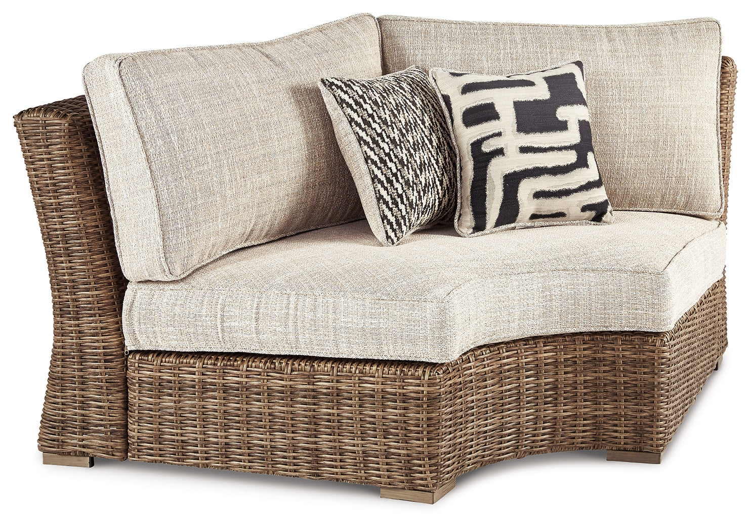 Sam's Furniture - Ashley Furniture - Beachcroft Outdoor - Curved Corner Chair w/Cushion / Beige - P791-851