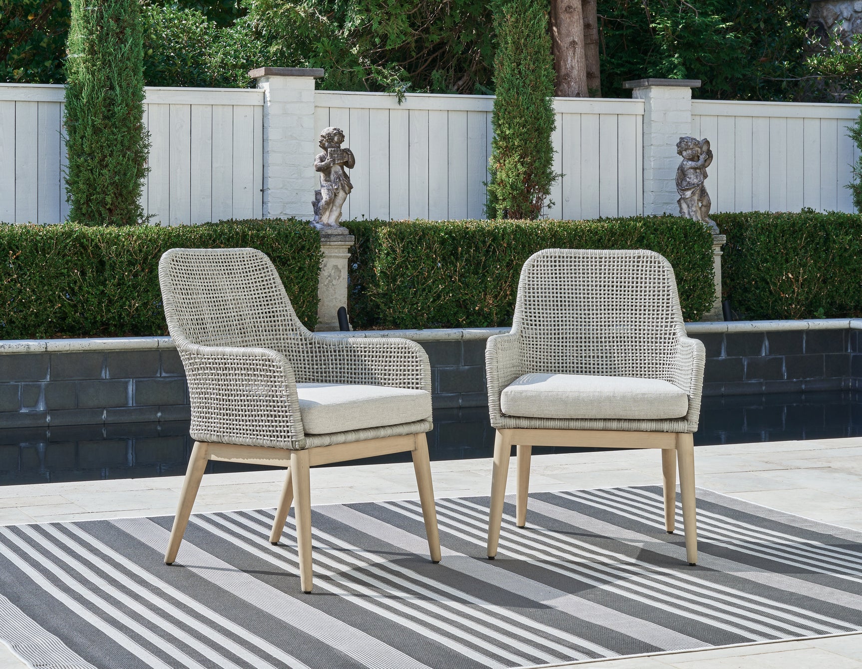 Sam's Furniture - Ashley Furniture - Seton Creek Outdoor - Arm Chair With Cushion (Set of 2) / Gray - P798-601A