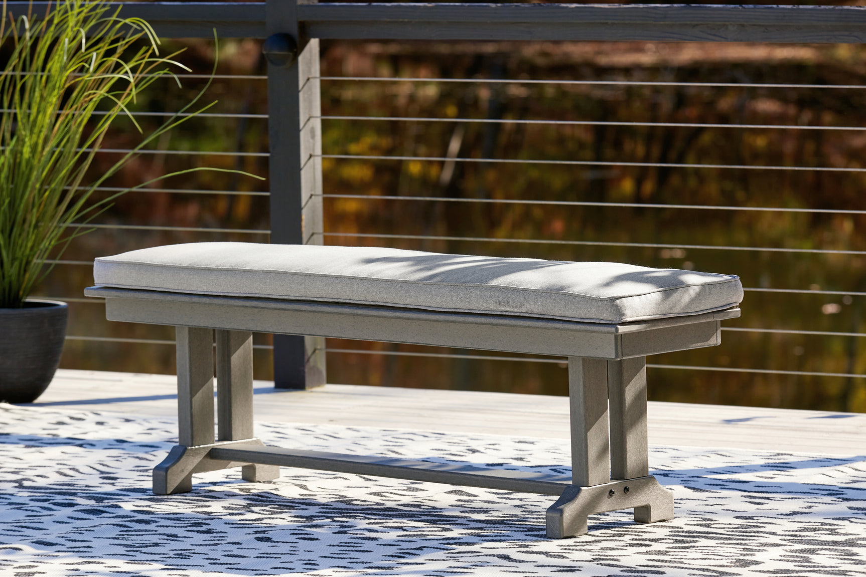 Sam's Furniture - Ashley Furniture - Visola Outdoor - Bench with Cushion / Gray - P802-600