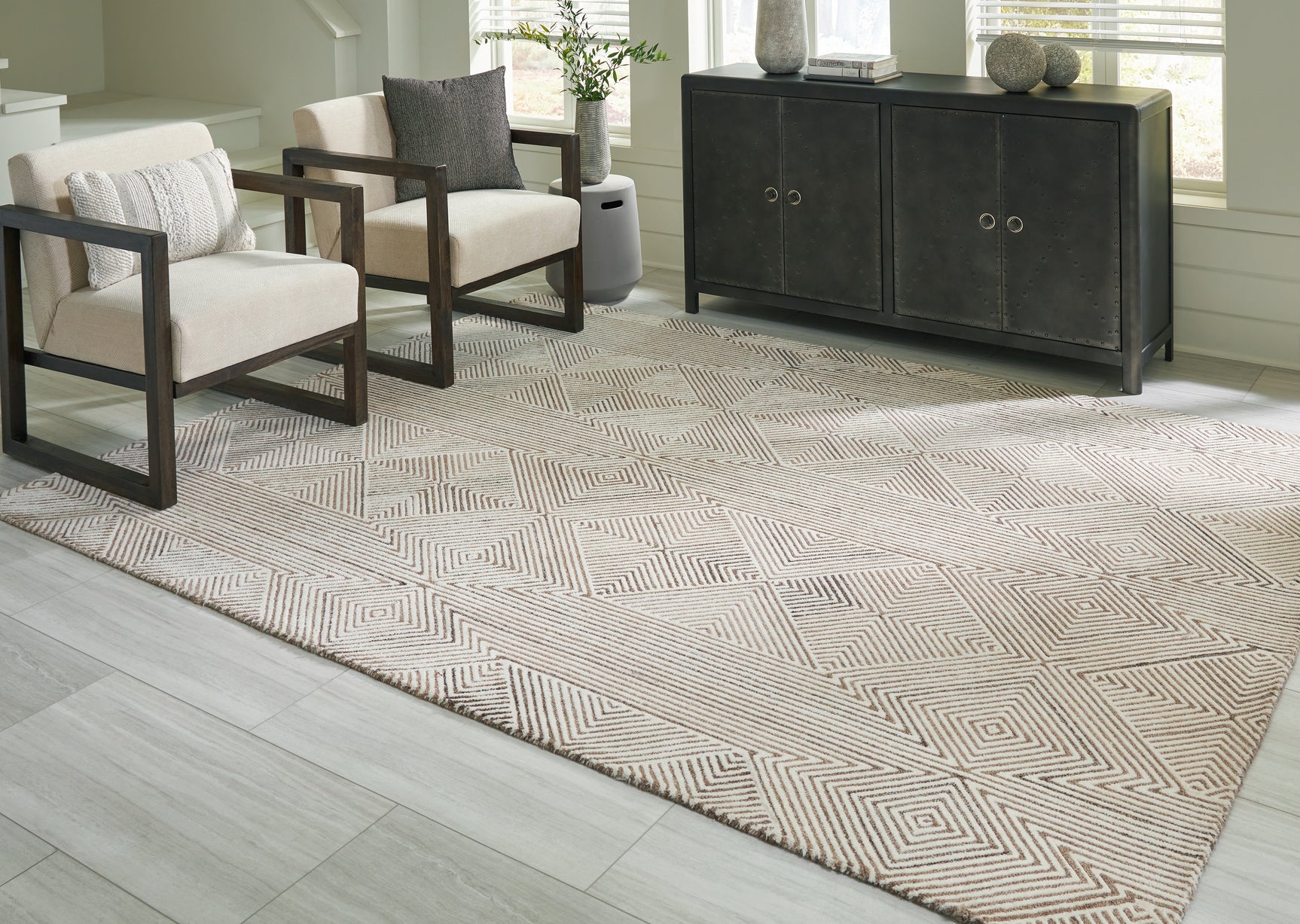 Sam's Furniture - Ashley Furniture - Jadott Rug - 5' x 7' Rug / Beige/Brown - R406802