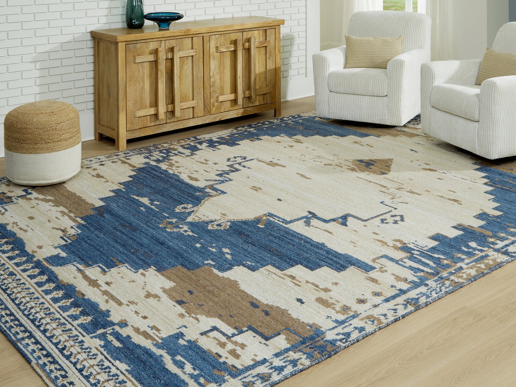 Sam's Furniture - Ashley Furniture - Varnler Rug - 10' x 14' Rug / Blue/Brown/Tan - R407130