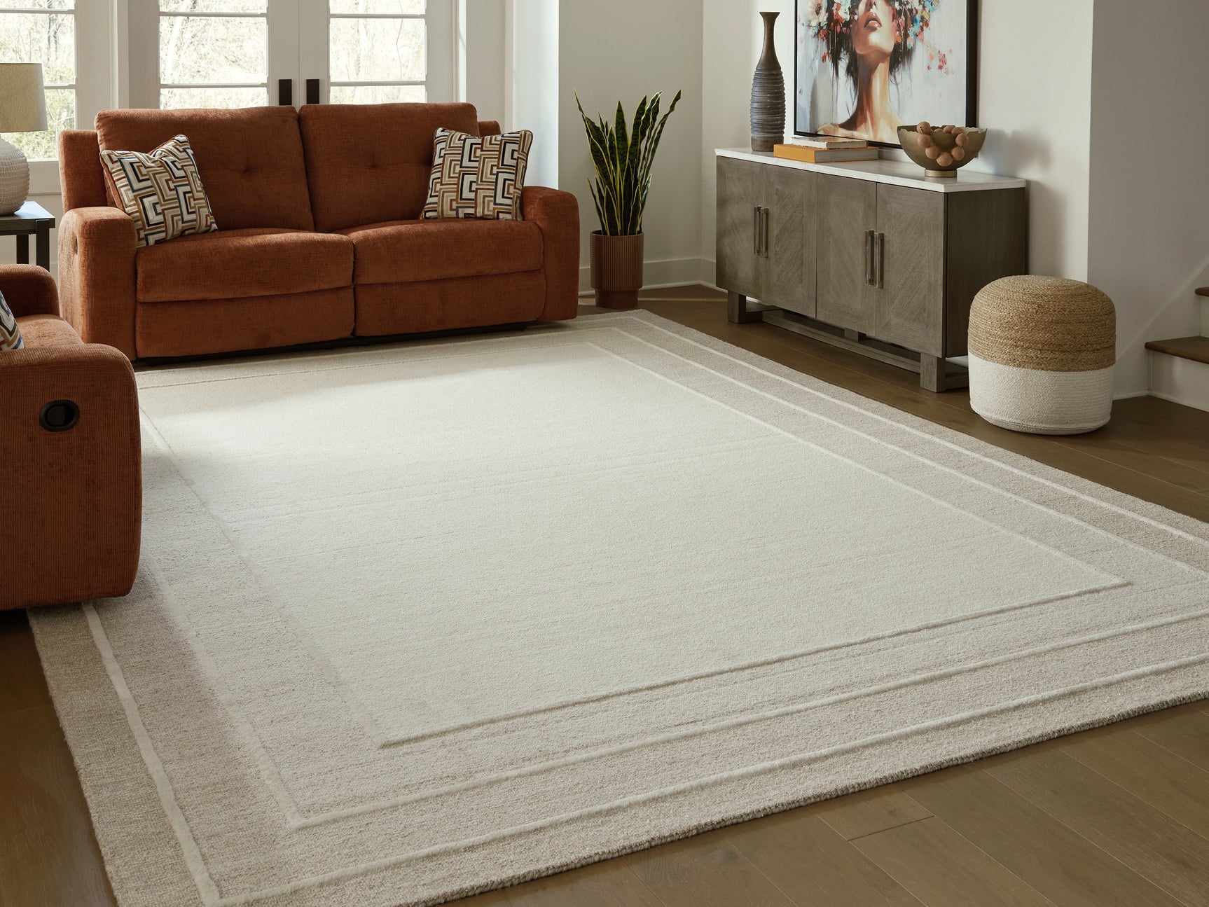 Sam's Furniture - Ashley Furniture - Teelgan Rug - Extra Large Rug / Ivory/Tan - R407310