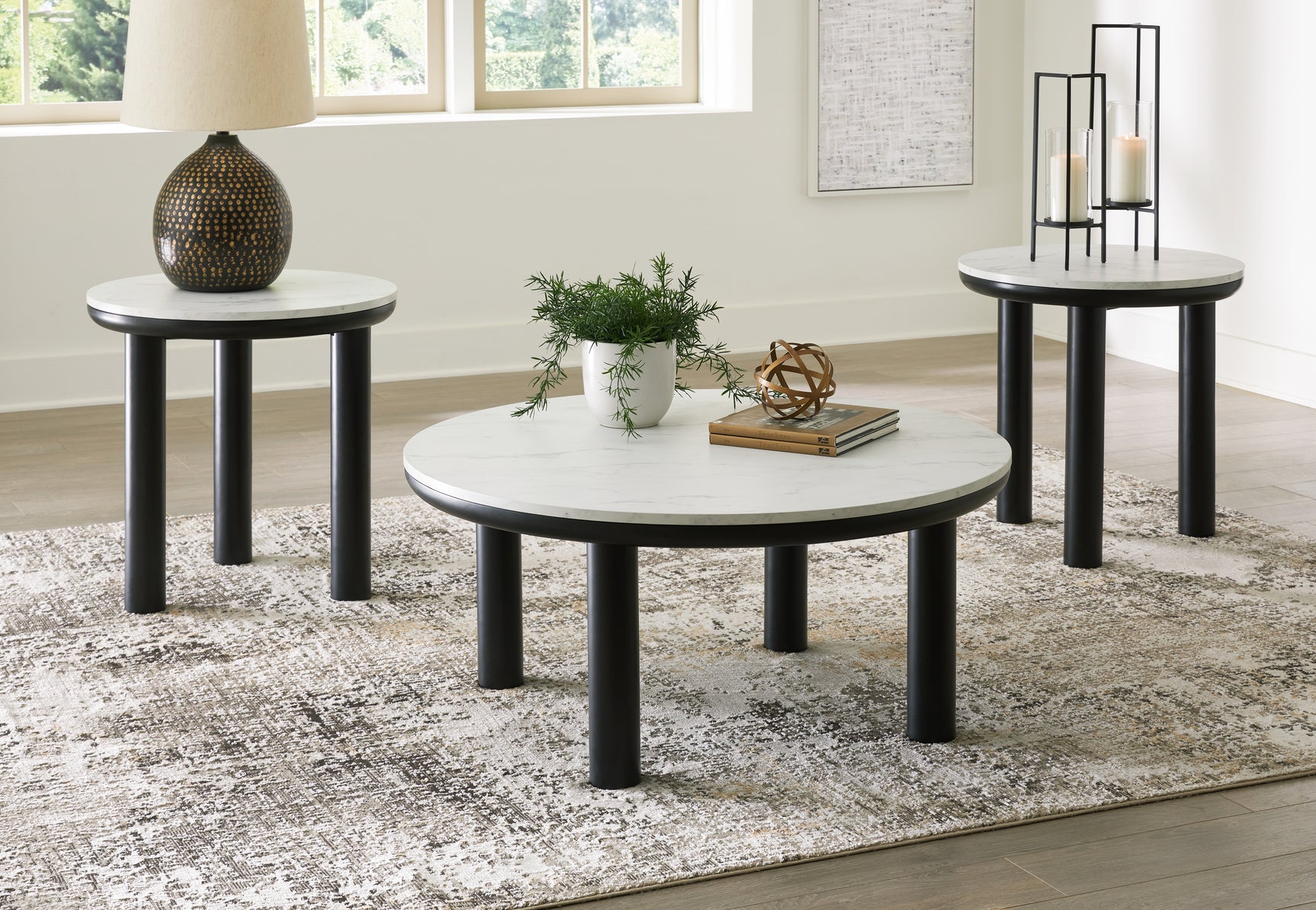 Sam's Furniture - Ashley Furniture - Xandrum Table (Set of 3) - Occasional Table Set (3/CN) / Black/White - T159-13