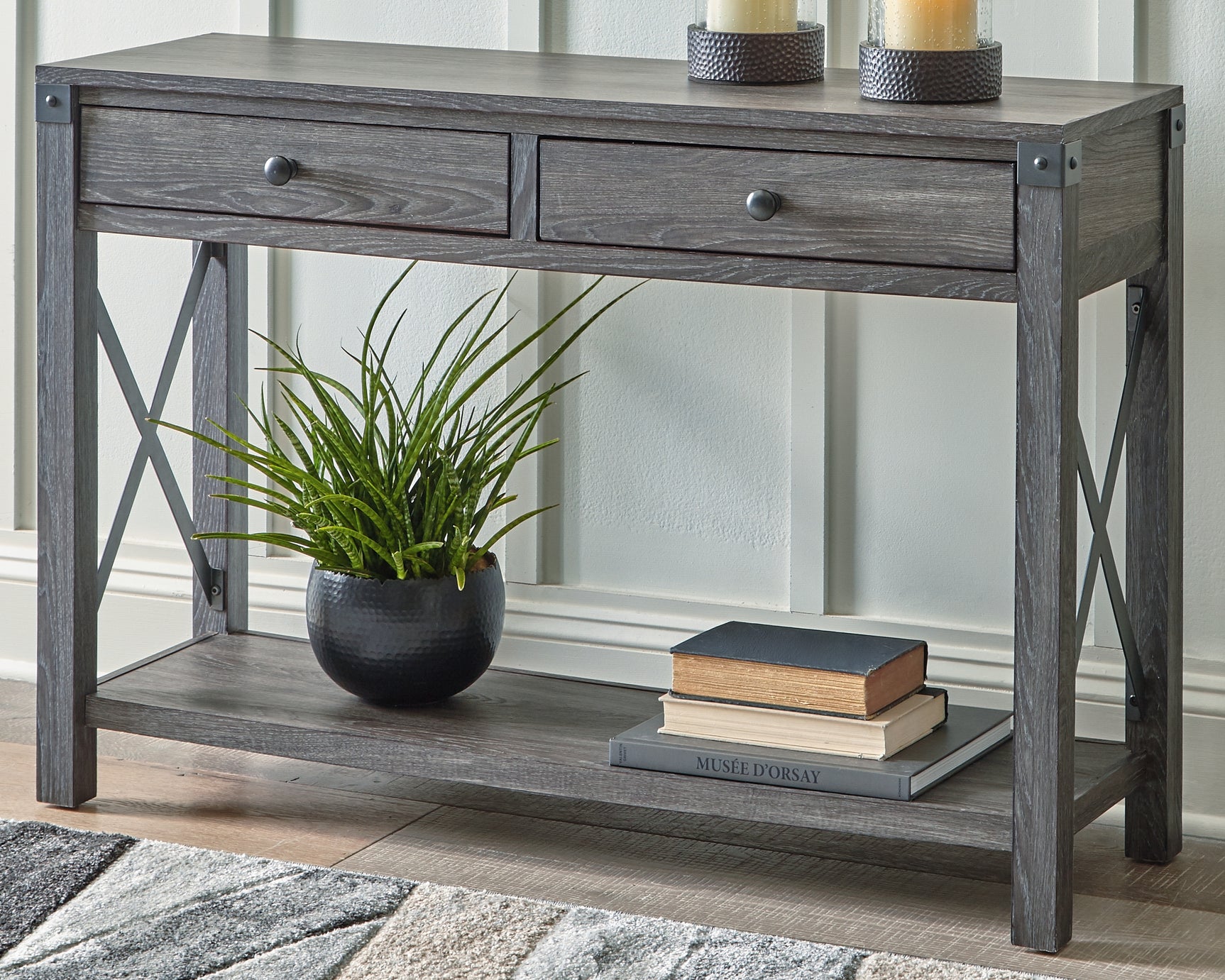 Sam's Furniture - Ashley Furniture - Freedan Sofa/Console Table - Console Sofa Table / Grayish Brown - T175-4