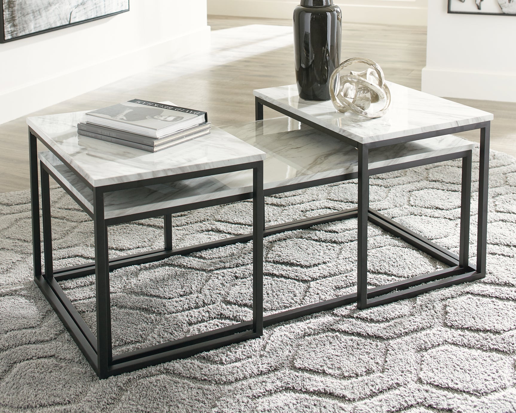 Sam's Furniture - Ashley Furniture - Donnesta Table (Set of 3) - Occasional Table Set (3/CN) / Gray/Black - T182-13
